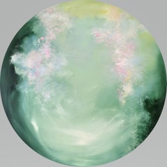 Into the mystic - Round canvas abstract impressionist nature painting