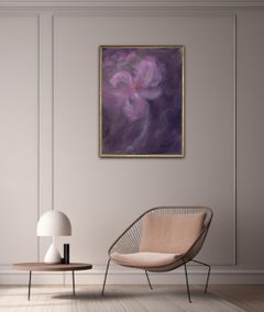Iris in arabesque - Purple and pink abstract floral painting