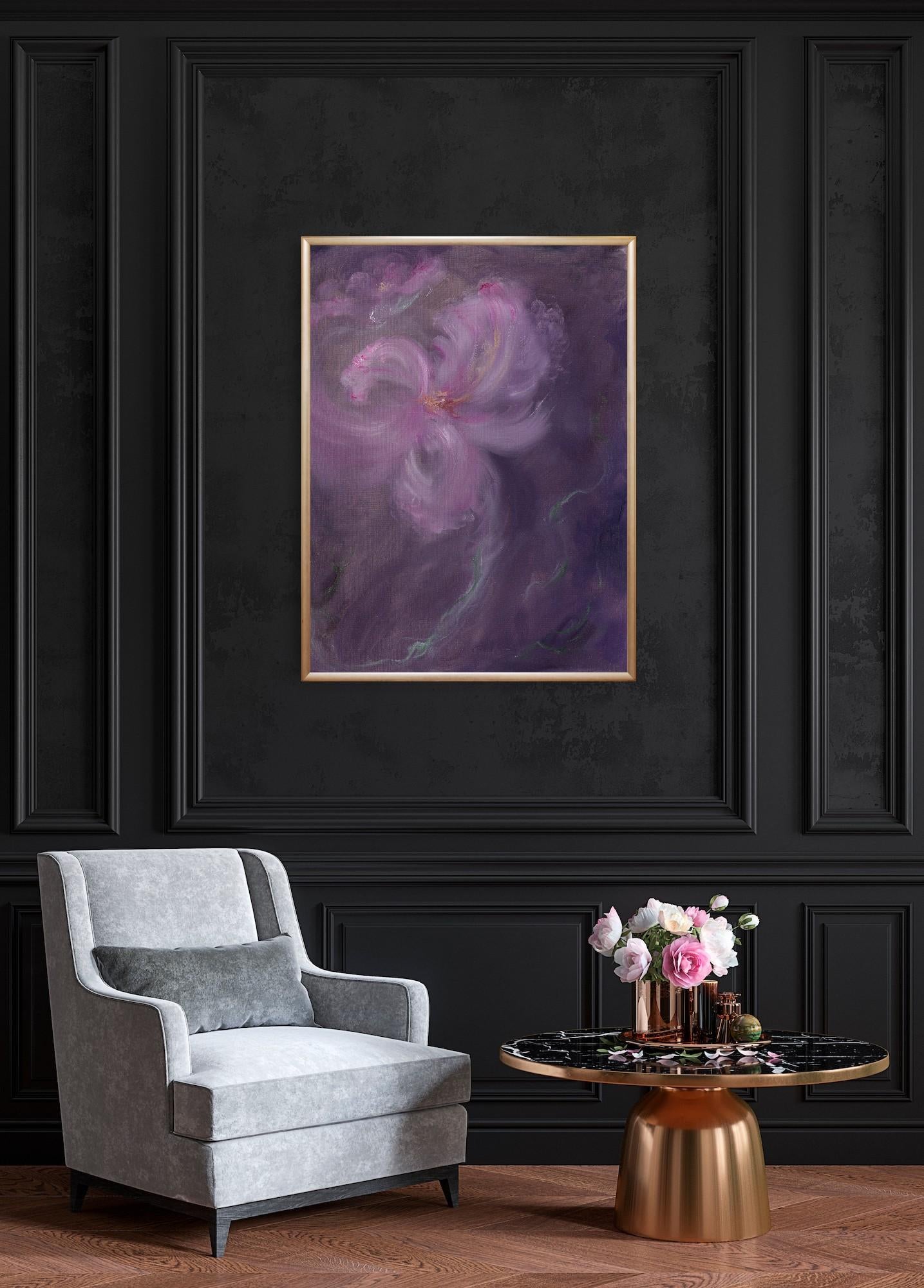 C'è qualcosa nel fiore effimero, che si piega, ondeggia e danza con il vento e il tempo, con il girare della terra. Questo quadro è un'ode a quella bellezza effimera, che sembra così delicata, ma che resiste a tante cose.
È realizzata con una