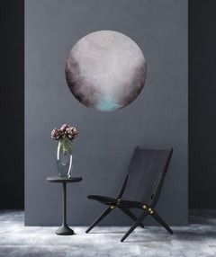 I've got a secret - Atmospheric dramatic abstract round landscape painting