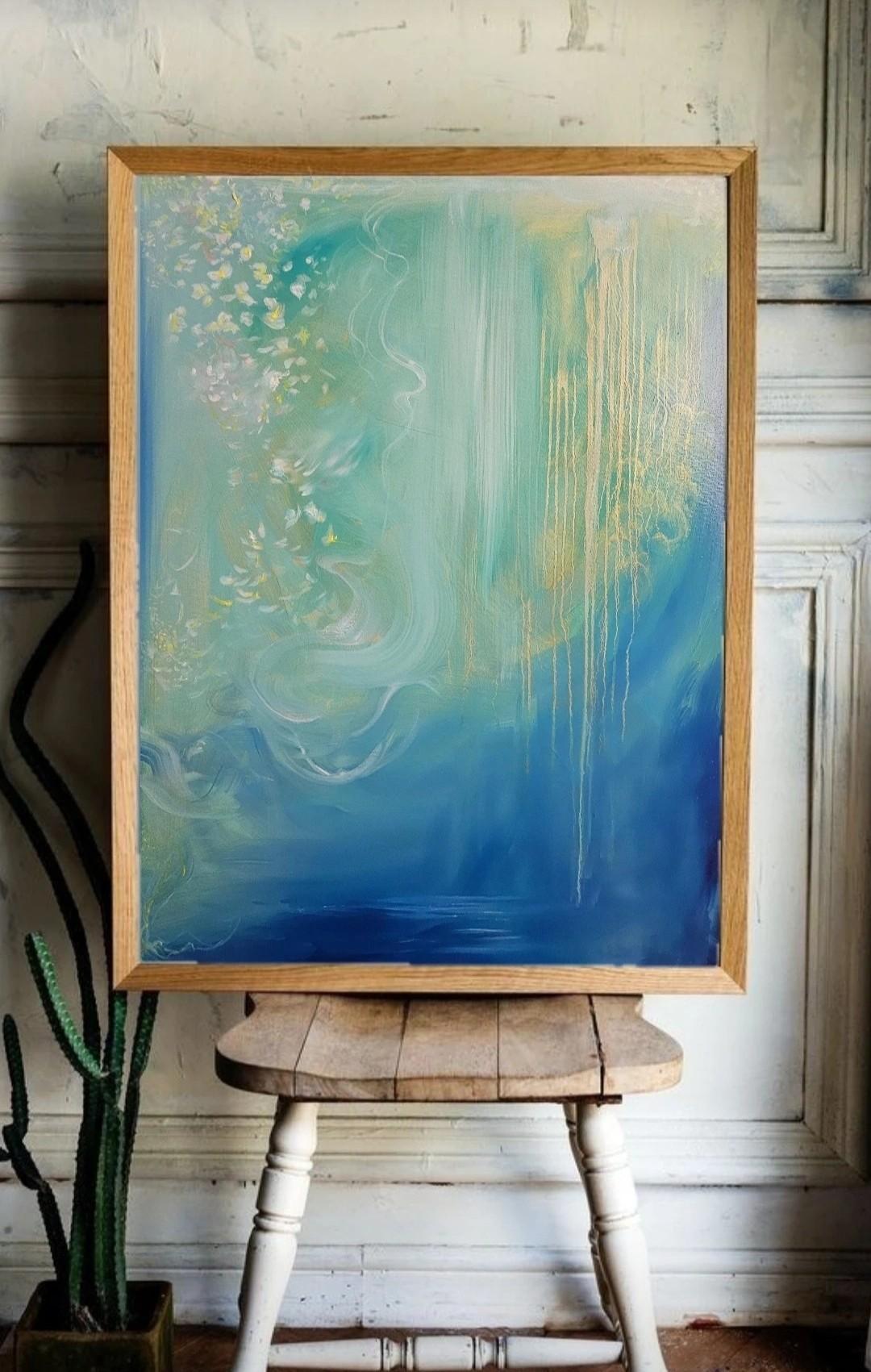 Il gelsomino del mare - quadro astratto blu verde del mare 11