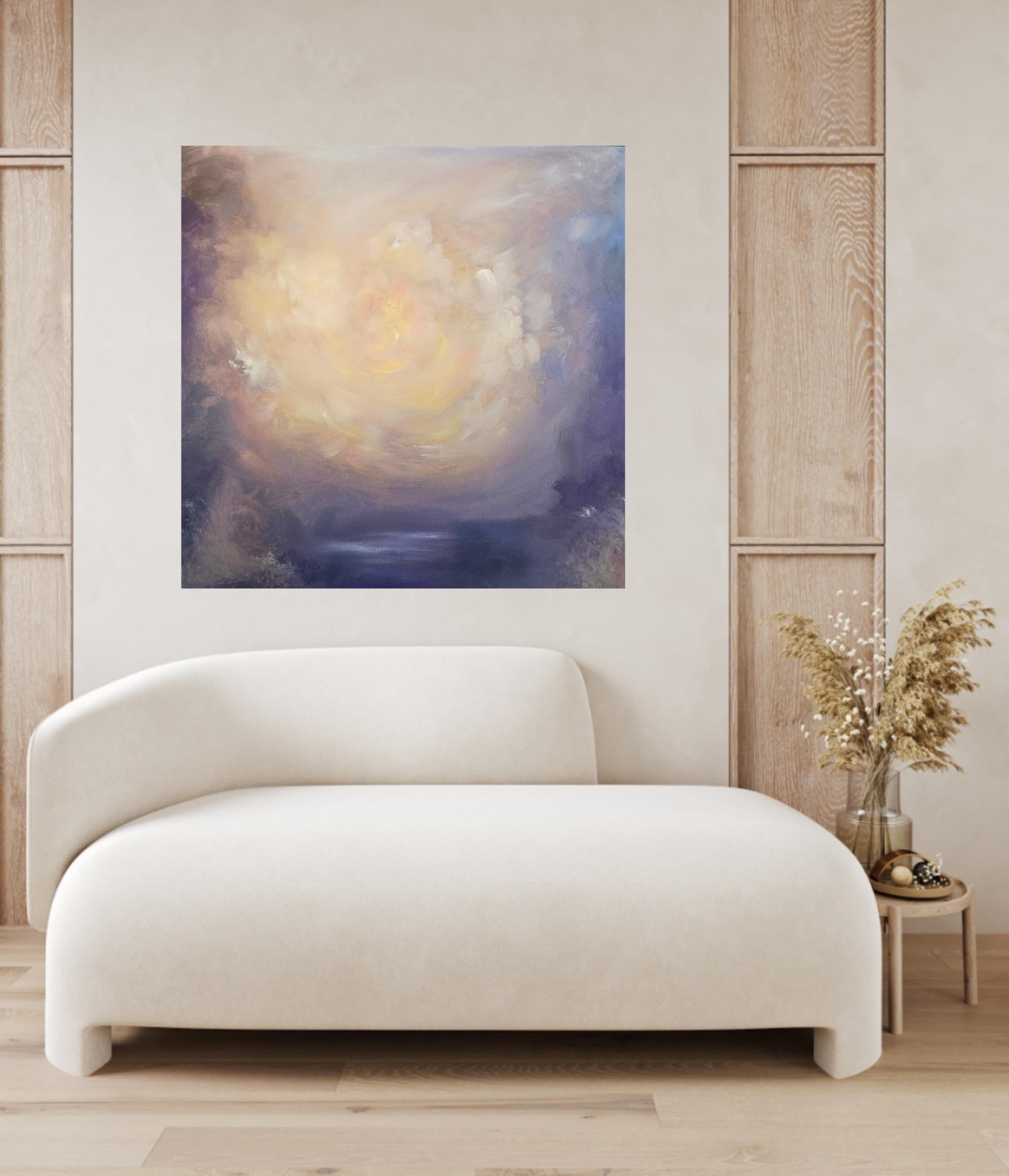 Light eternal - Quadro astratto di paesaggio floreale da sogno in vendita 1