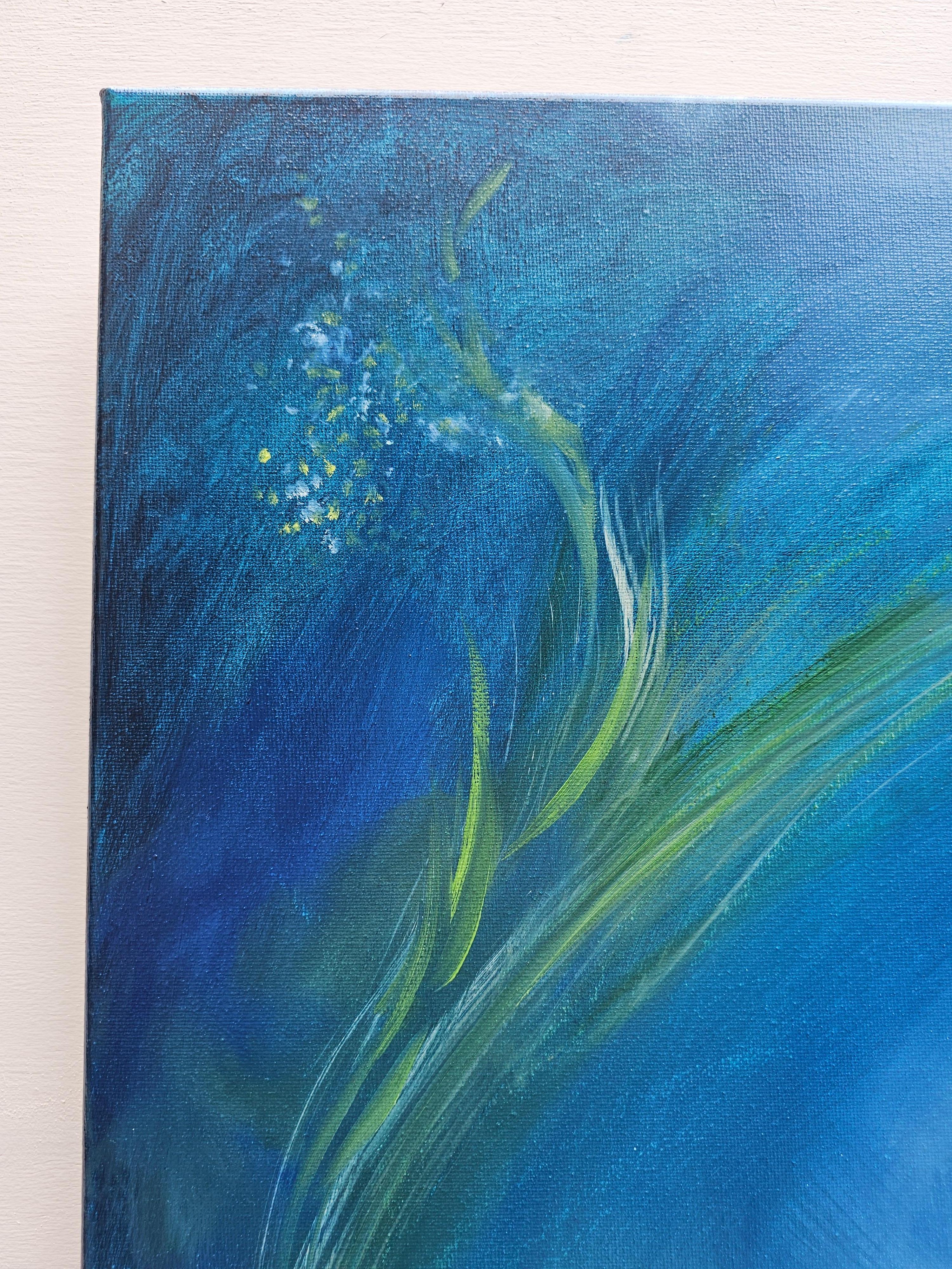 Lilith - Quadro astratto di acqua e natura di colore blu e verde 9