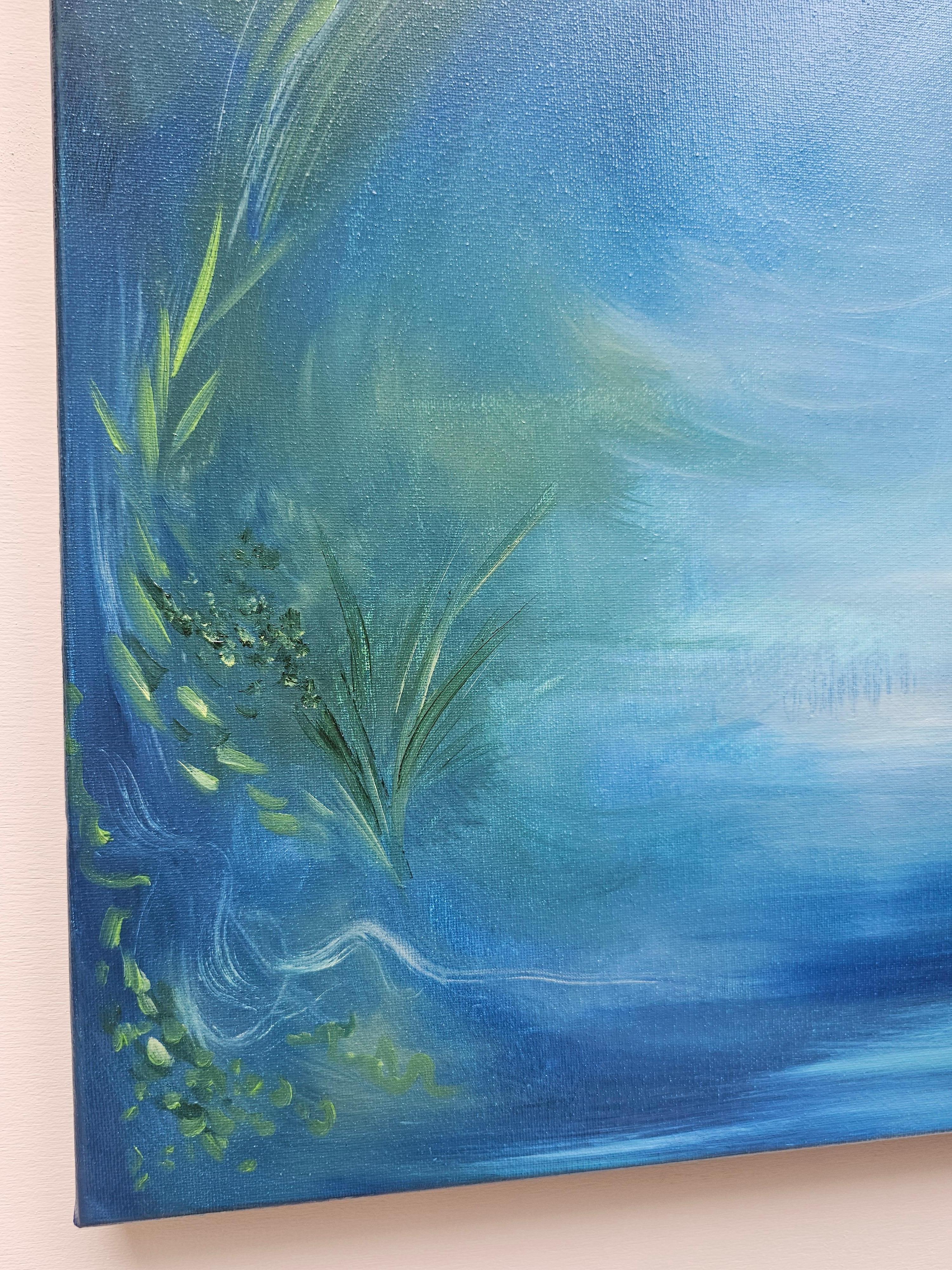 Lilith - Quadro astratto di acqua e natura di colore blu e verde 10