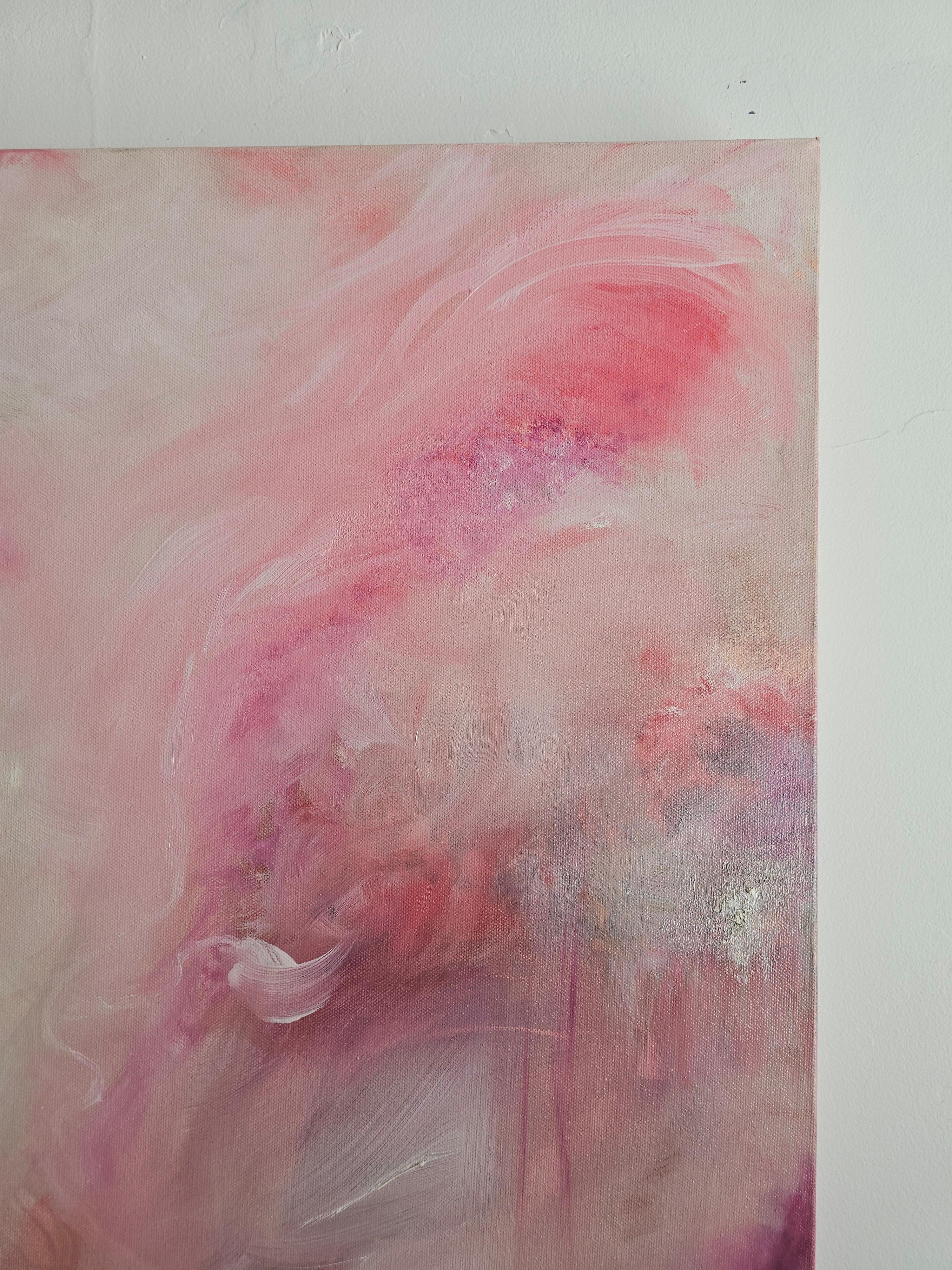 Love child - Soft pink abstract expressionist nature painting For Sale 12