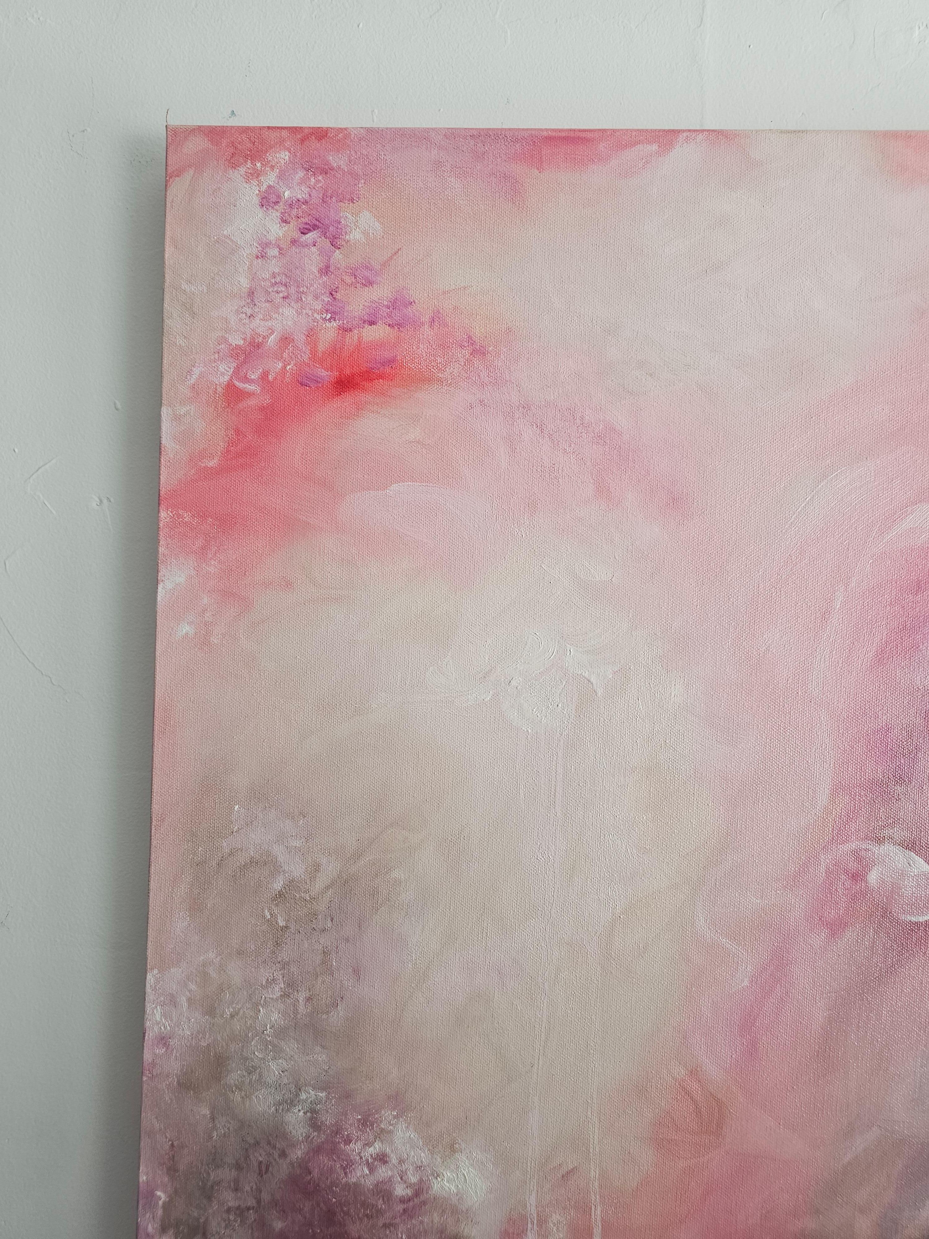Love child - Soft pink abstract expressionist nature painting For Sale 13