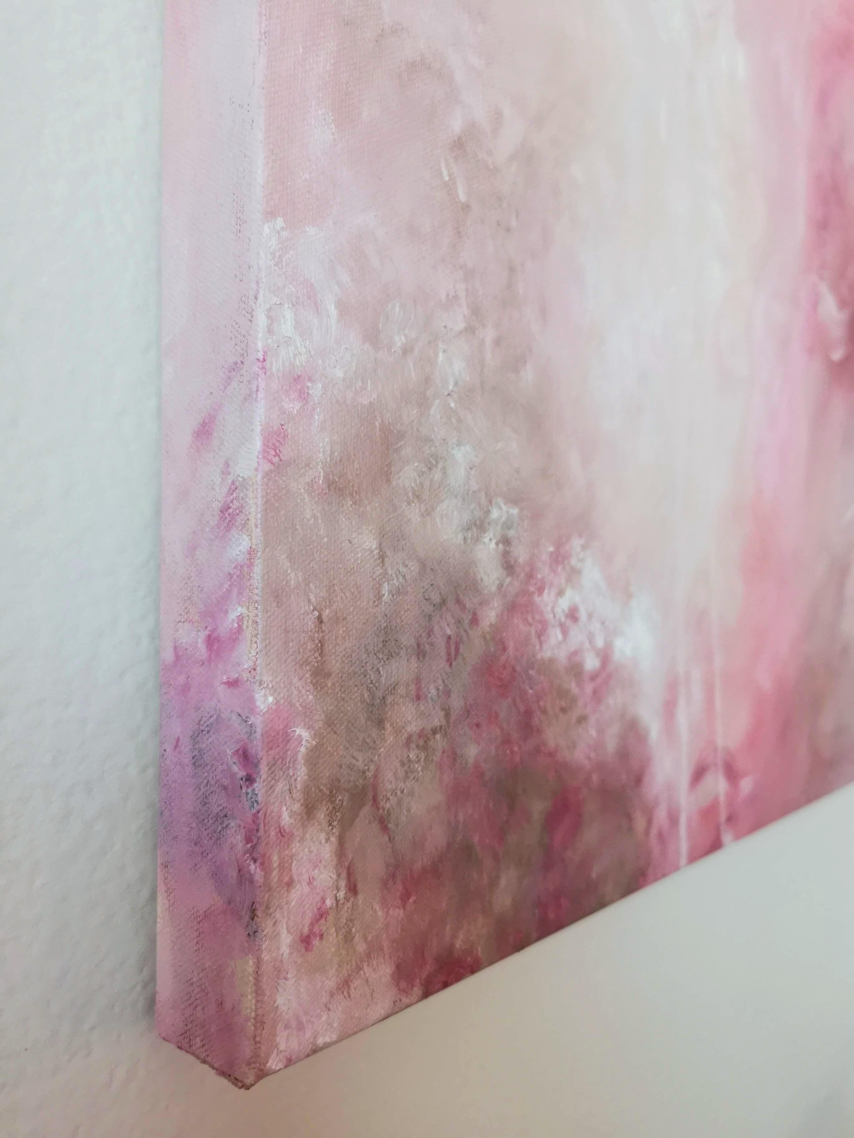 Love child - Soft pink abstract expressionist nature painting For Sale 11