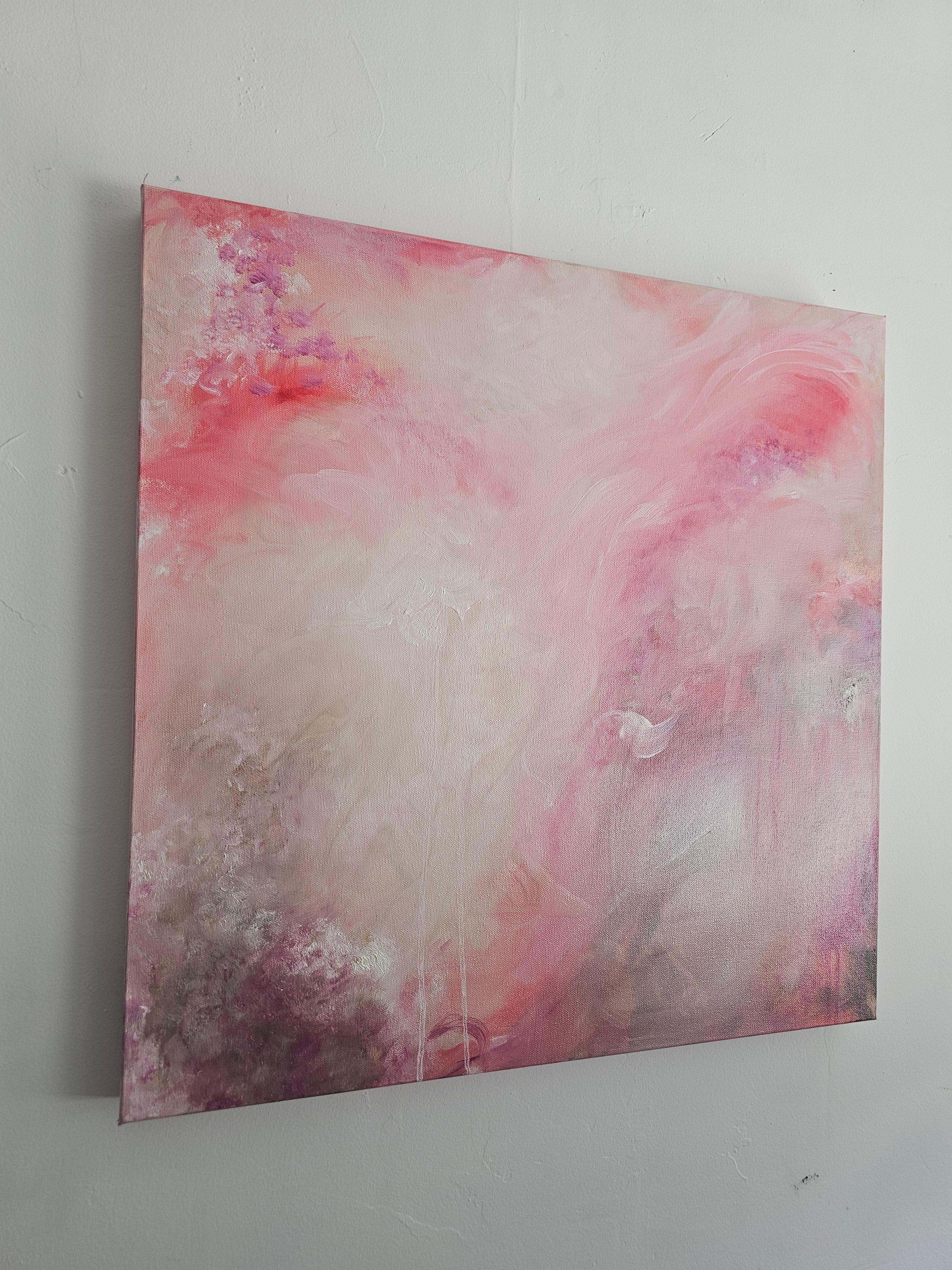 Love child - Soft pink abstract expressionist nature painting For Sale 2