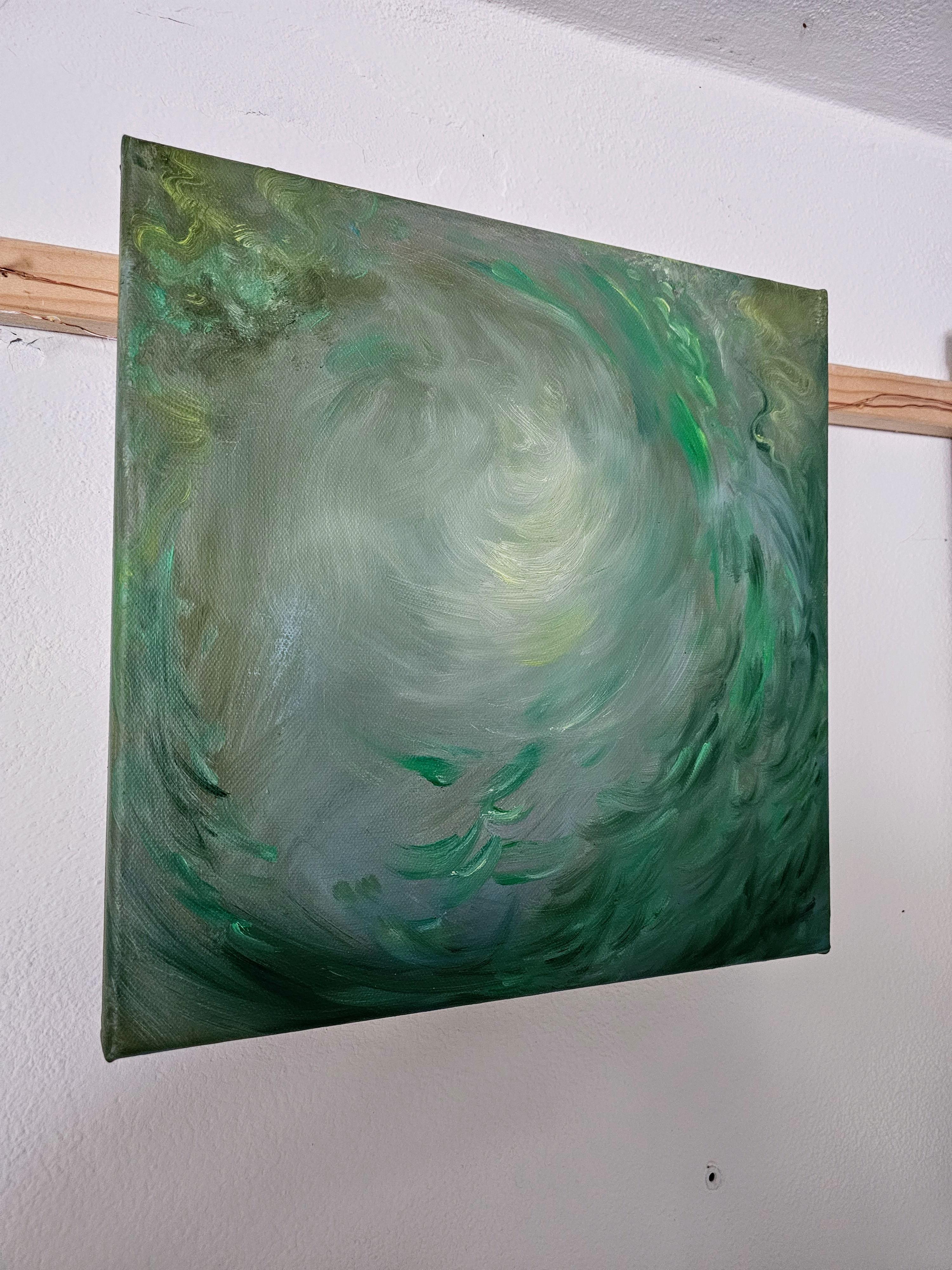 Angelo del prato - Piccolo quadro floreale astratto verde etereo di Nature 1