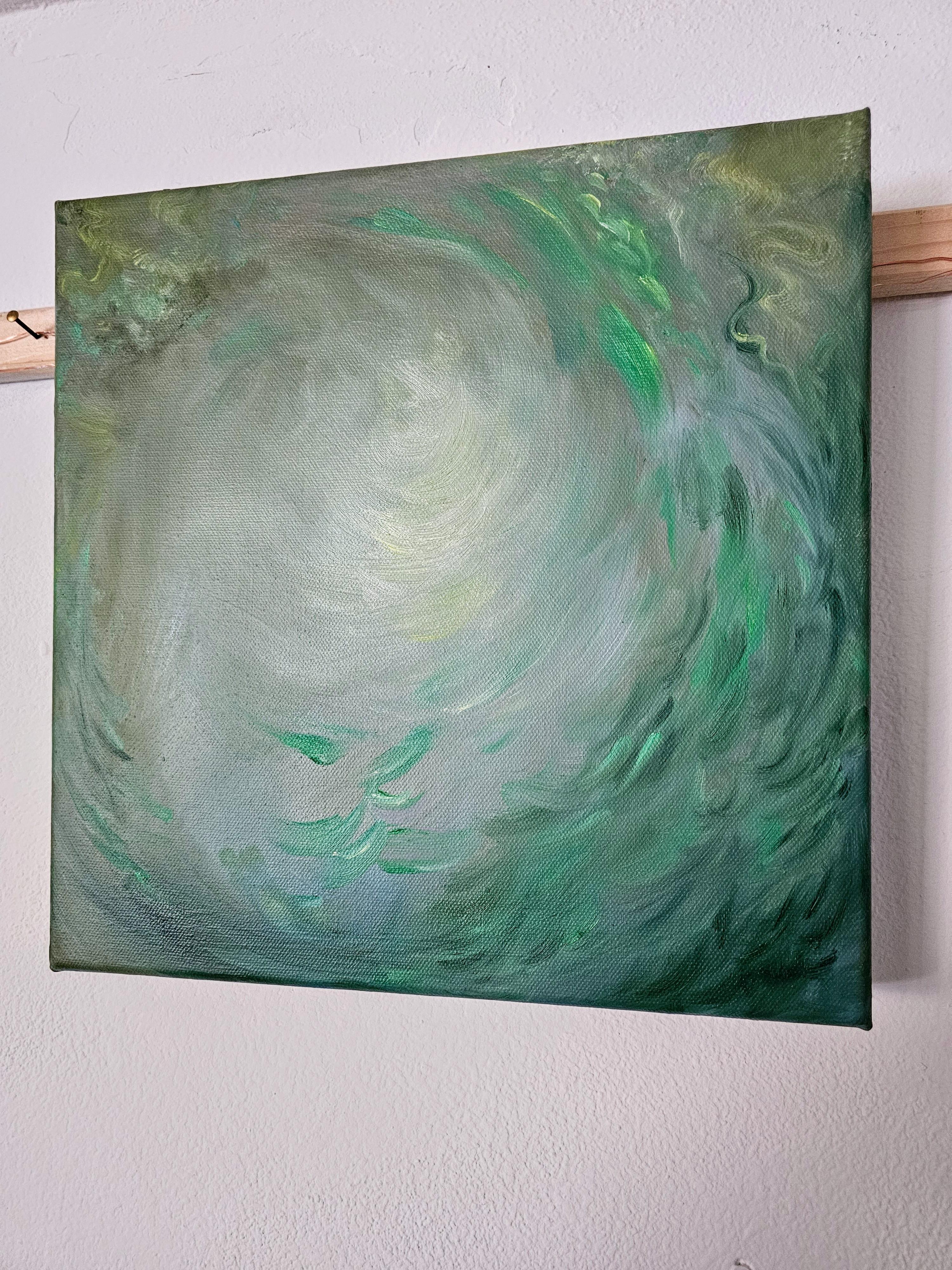 Angelo del prato - Piccolo quadro floreale astratto verde etereo di Nature 2