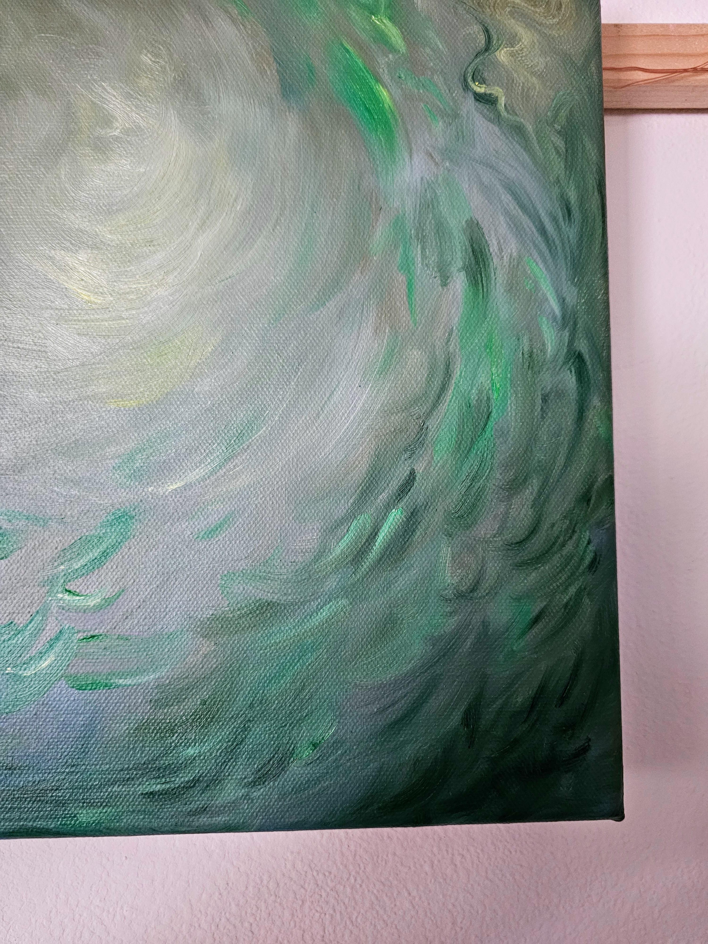 Angelo del prato - Piccolo quadro floreale astratto verde etereo di Nature 3