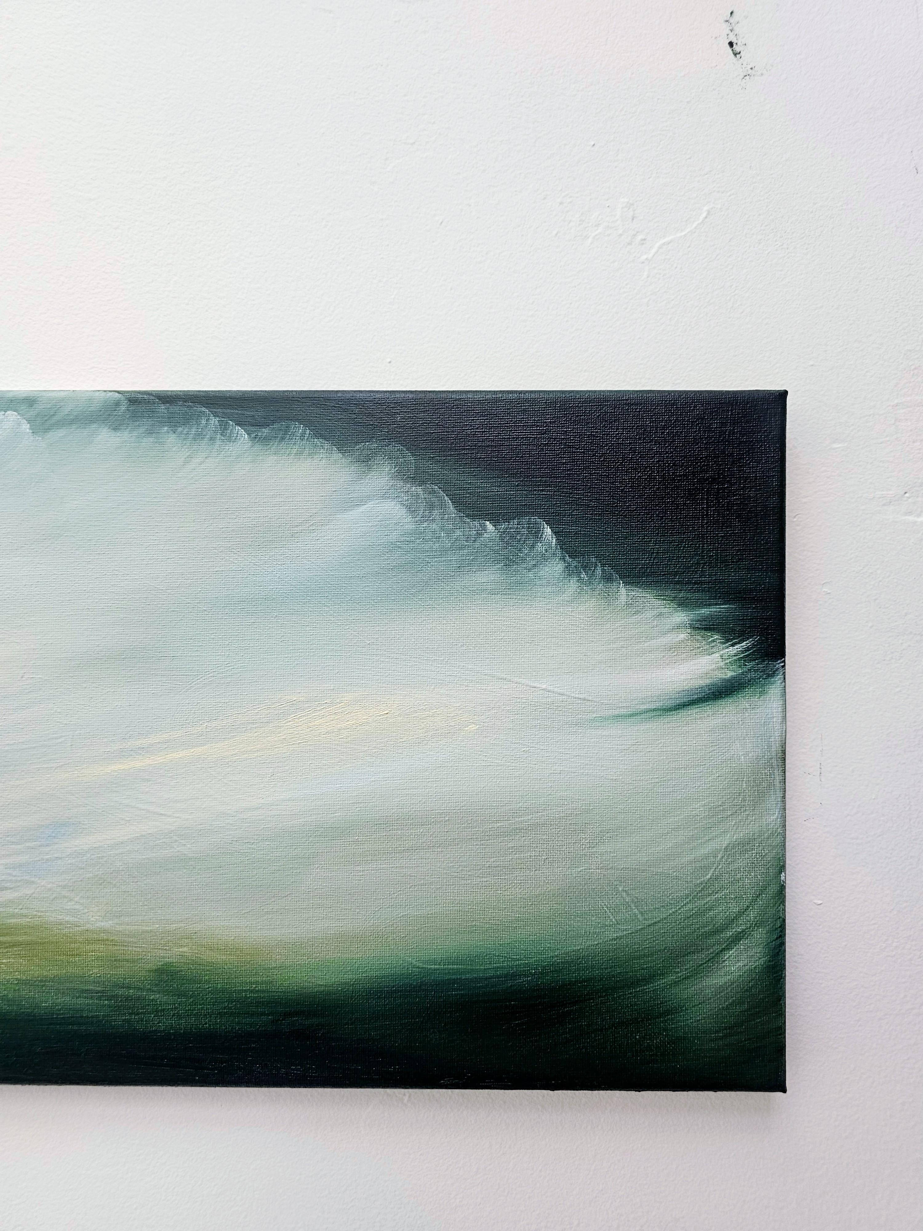 My Life as a Bird - Dreamy green abstract landscape sky painting For Sale 3