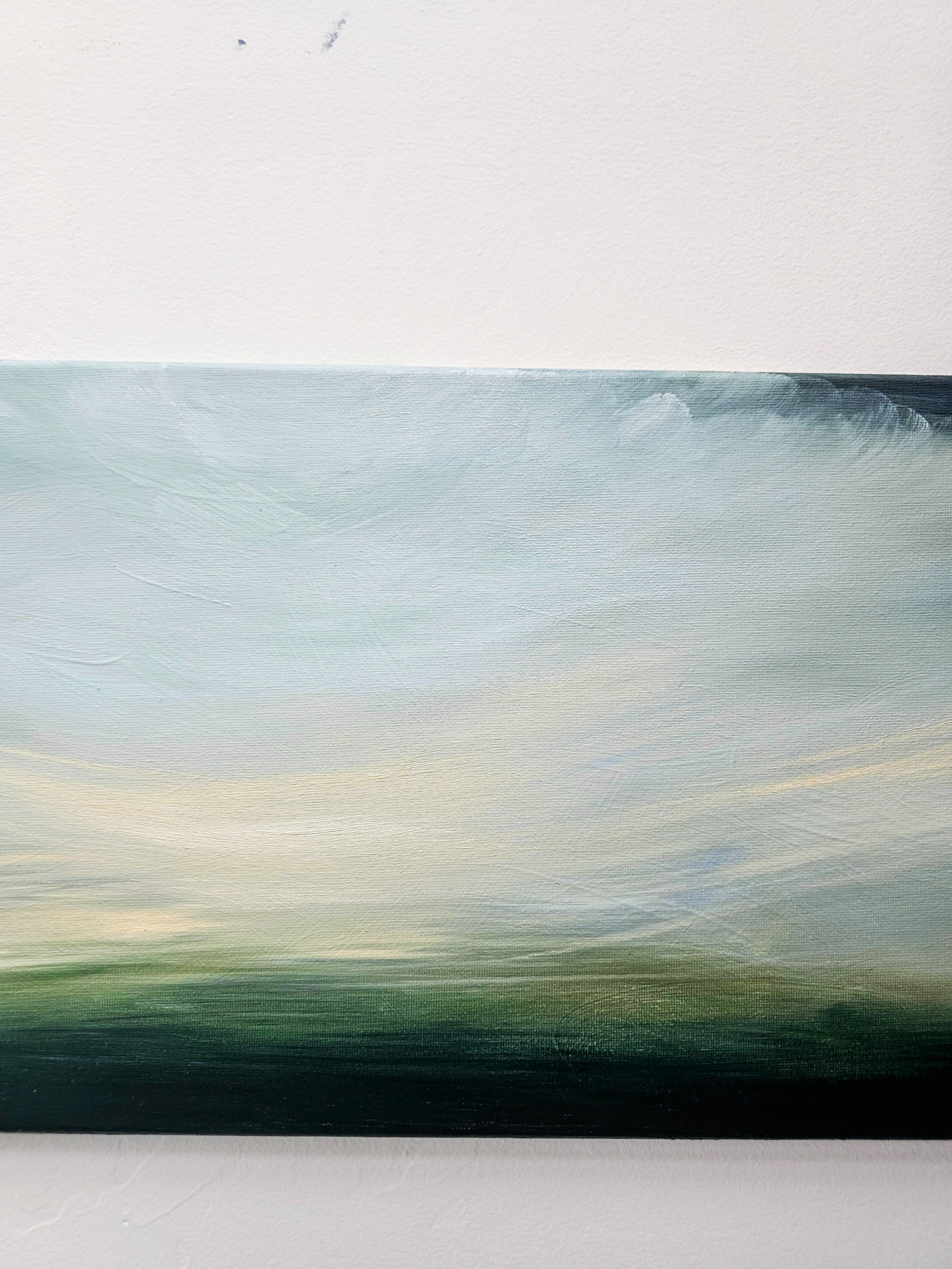 My Life as a Bird - Dreamy green abstract landscape sky painting For Sale 5