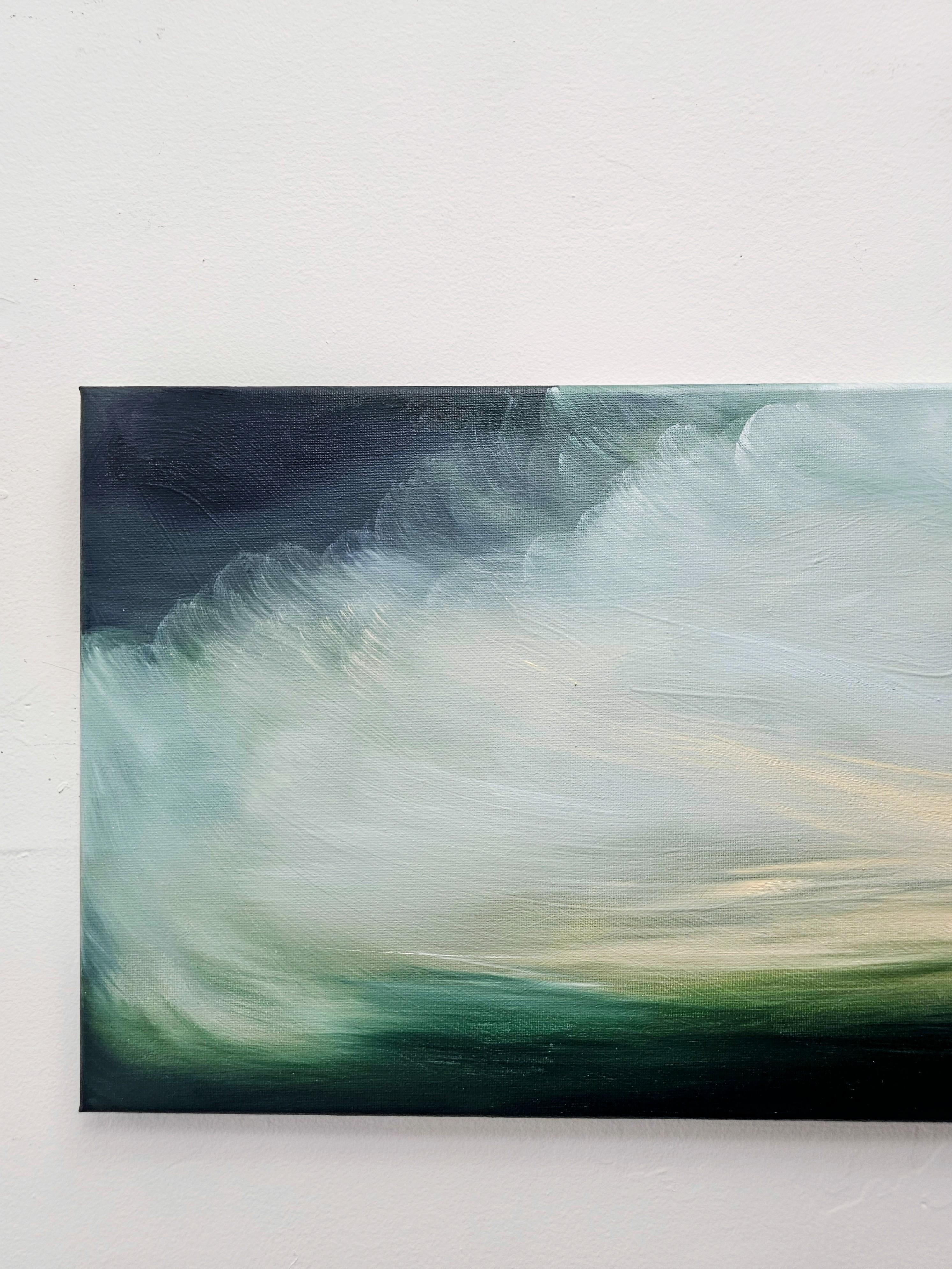 My Life as a Bird - Dreamy green abstract landscape sky painting For Sale 6