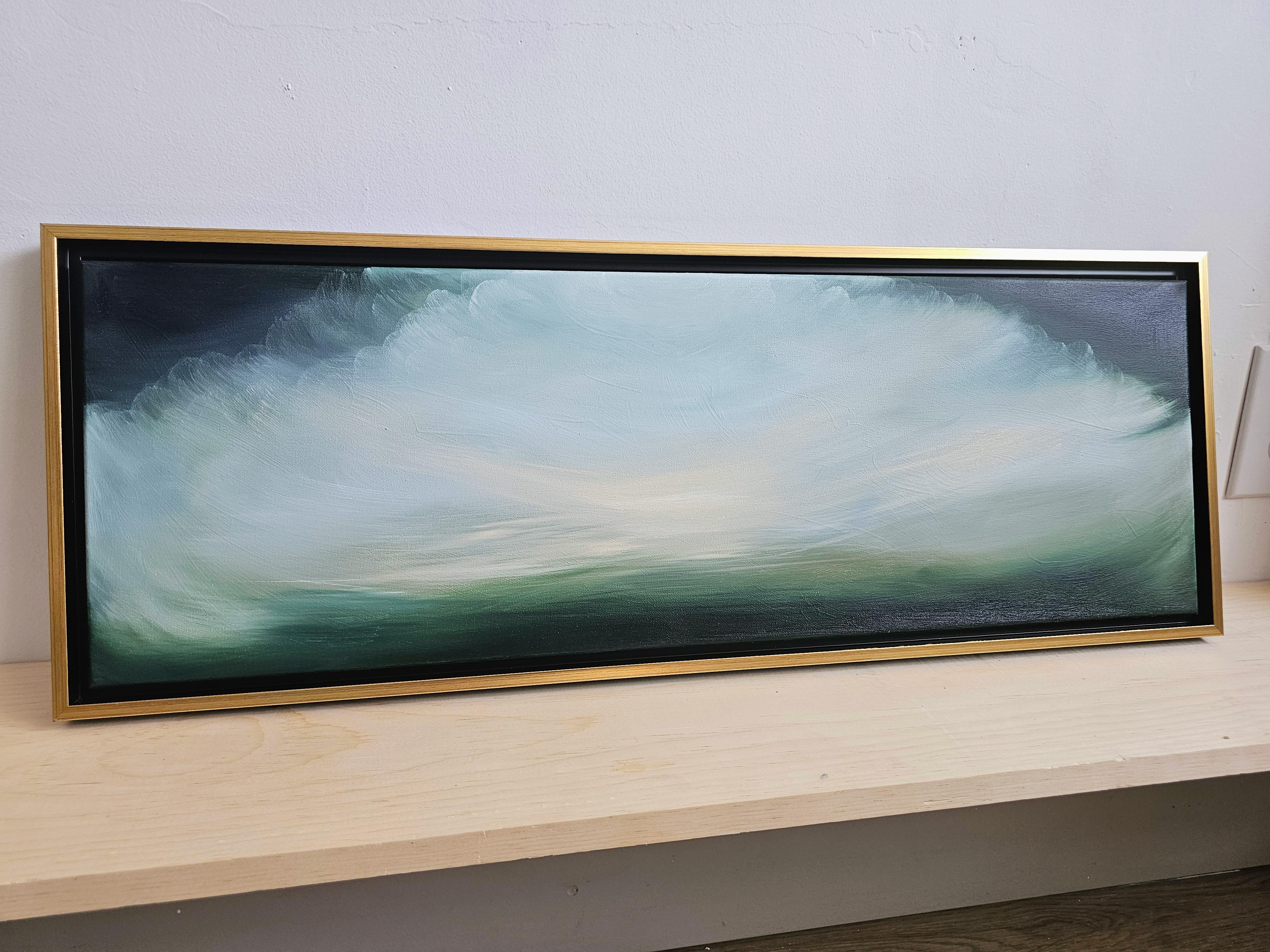 My Life as a Bird - Dreamy green abstract landscape sky painting For Sale 4