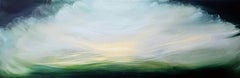 Mi vida como un pájaro - Paisaje abstracto verde de ensueño pintura del cielo
