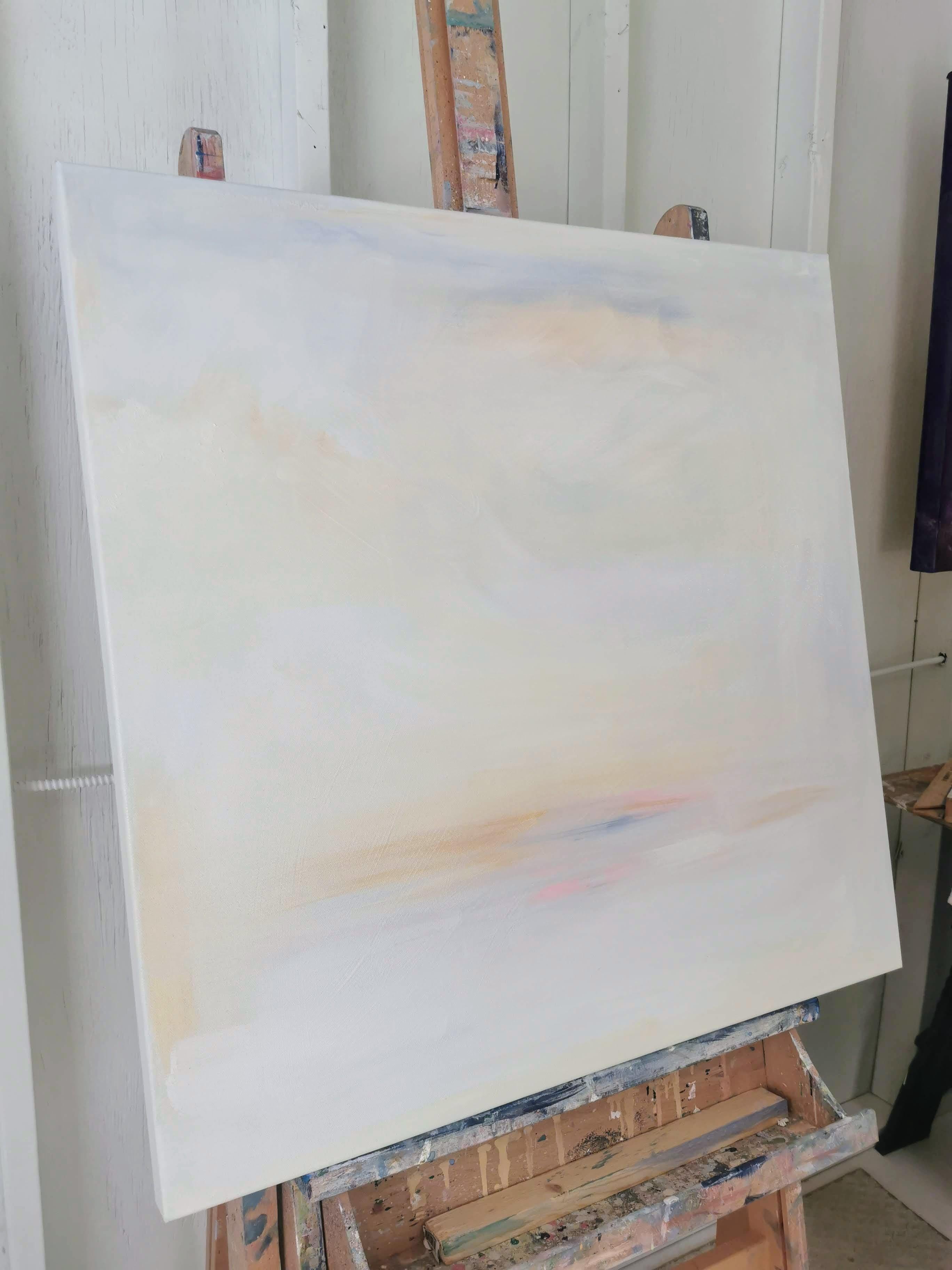 Pace - Quadro astratto di paesaggio sereno e pacifico in bianco 2