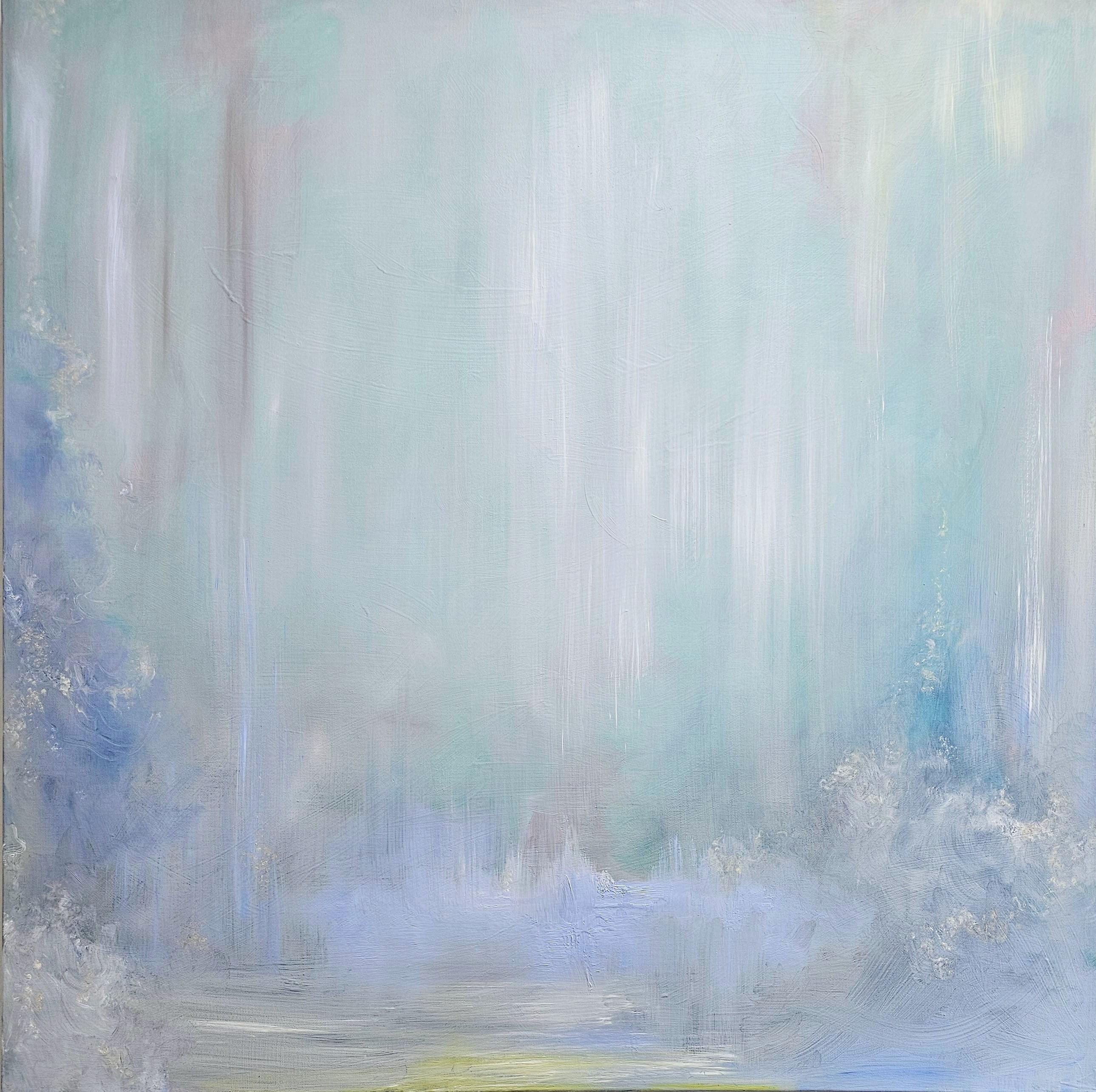 Lluvia sobre el agua - Paisaje acuático abstracto azul claro de ensueño