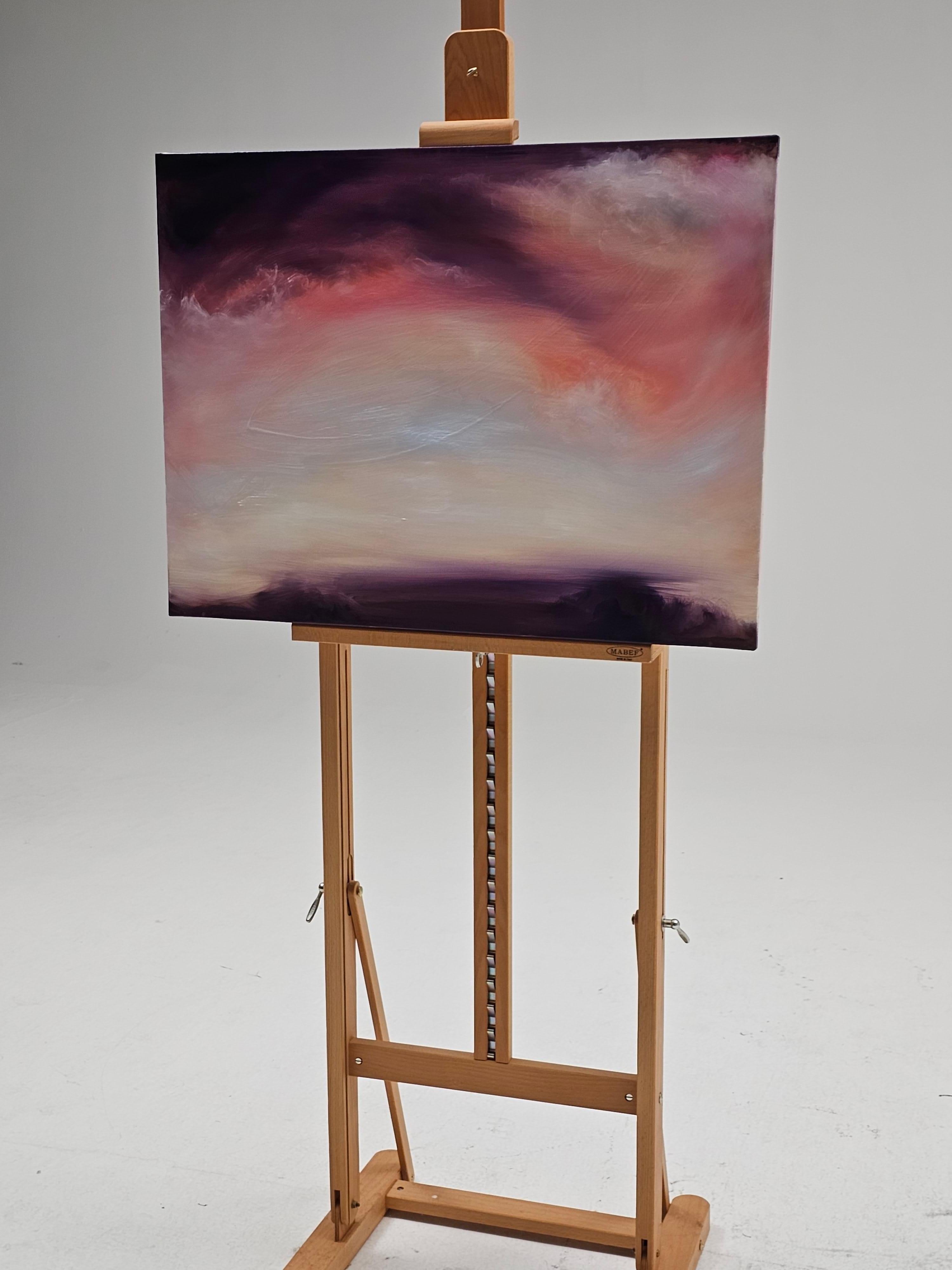 Raven's Song - Soft abstract sunset sky landscape painting For Sale 8