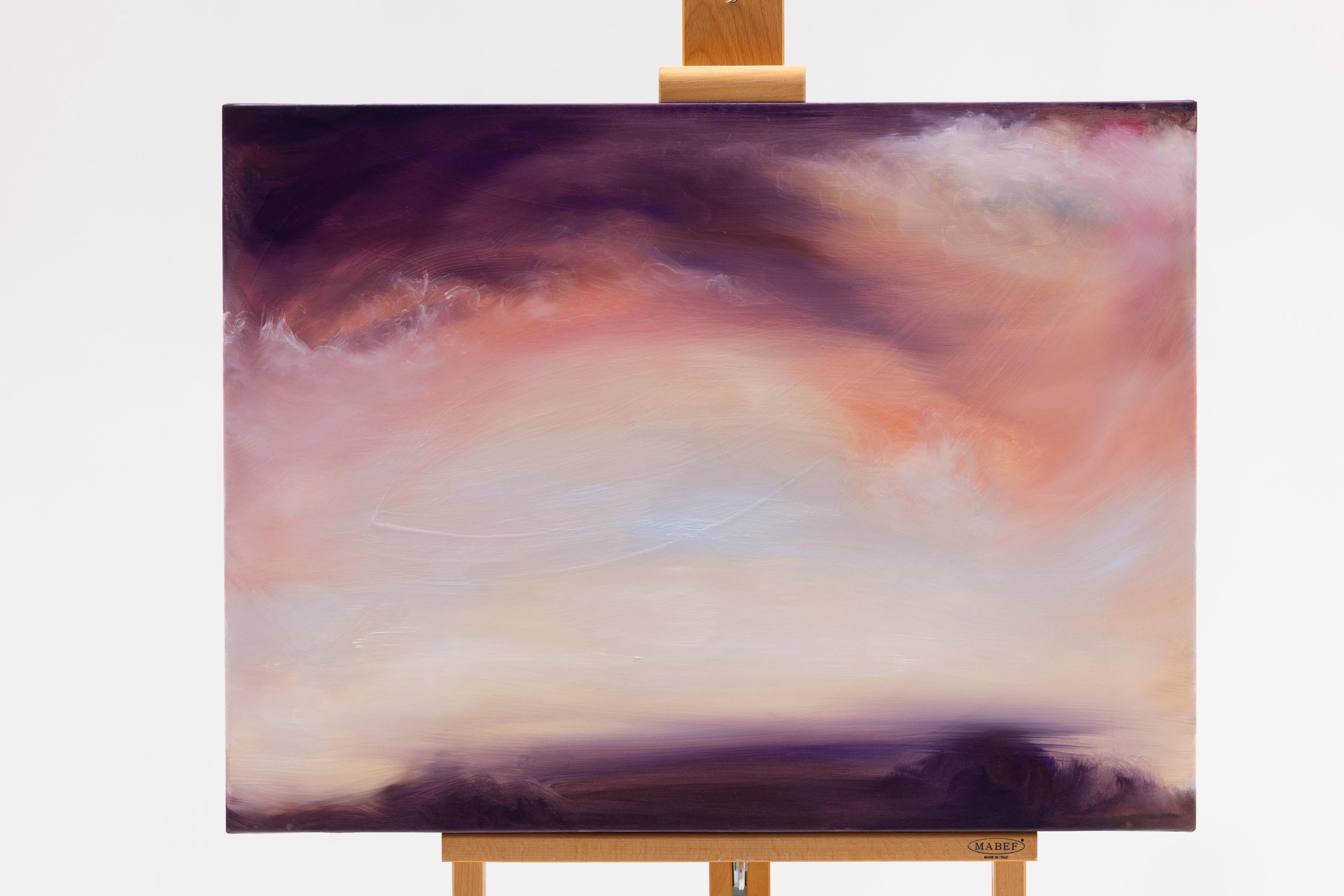 Raven's Song - Soft abstract sunset sky landscape painting - Painting by Jennifer L. Baker