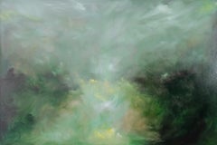 Renaissance Abstract Landscape Painting, Green Expressionist, New