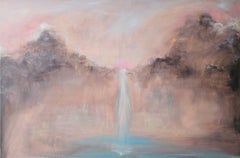 Renaissance - Warm tone abstract mountain and waterfall landscape painting