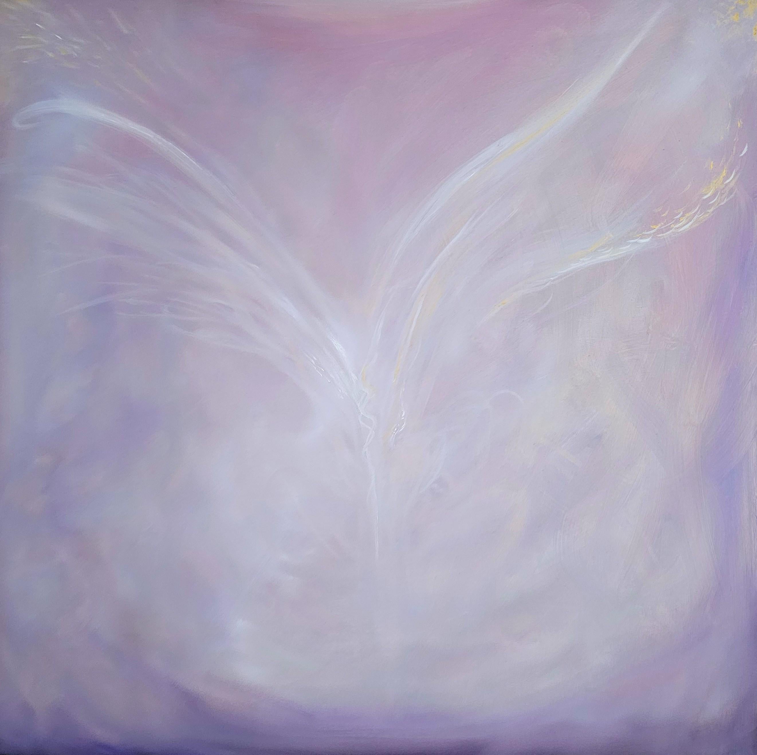 Rising Angel Abstract Expressionist Painting, Signed, 80x80 cm, Italy