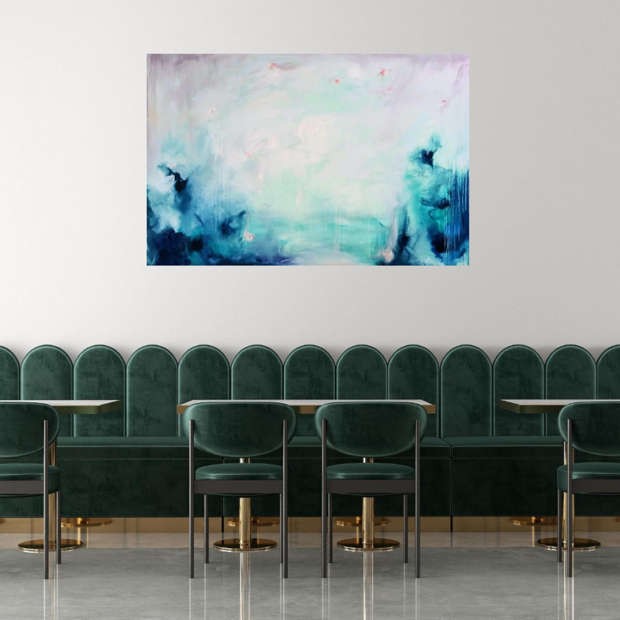 Cielo di settembre - Grande dipinto astratto di paesaggio marino blu 3