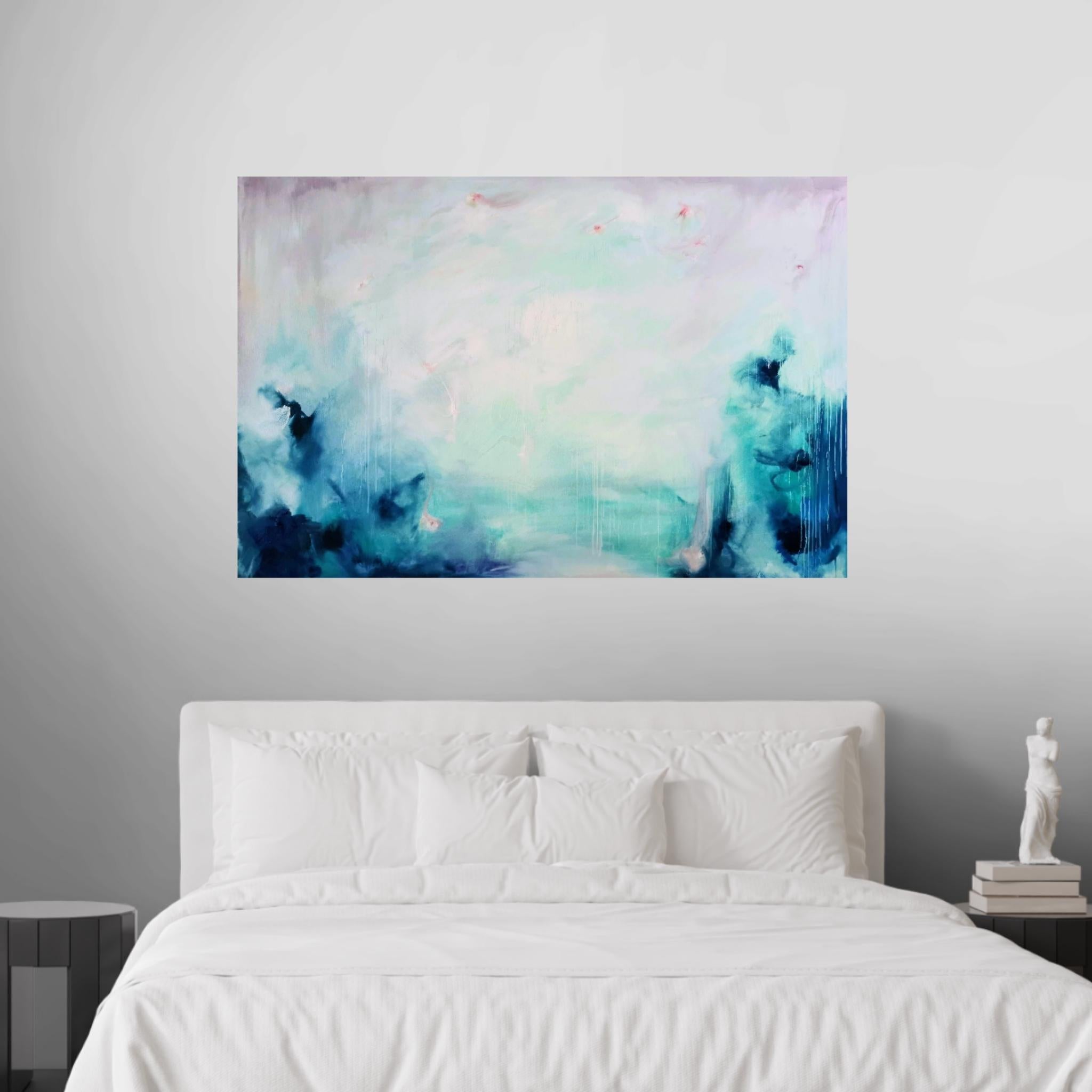 Cielo di settembre - Grande dipinto astratto di paesaggio marino blu 4