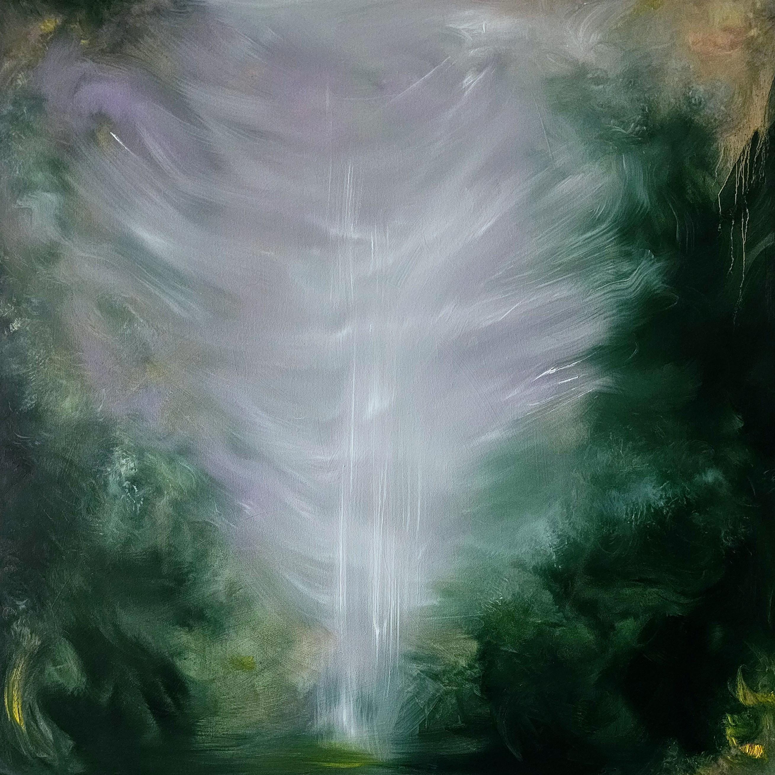 Drago addormentato - Quadro astratto Greene & Greene & Greene drammatico Nature - Painting di Jennifer L. Baker