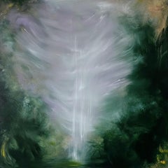 Sleeping dragon - Abstract green ethereal dramatic nature painting