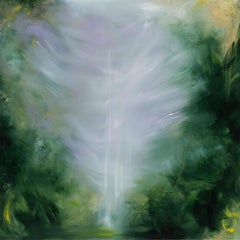 Sleeping dragon - Abstract green ethereal dramatic nature painting