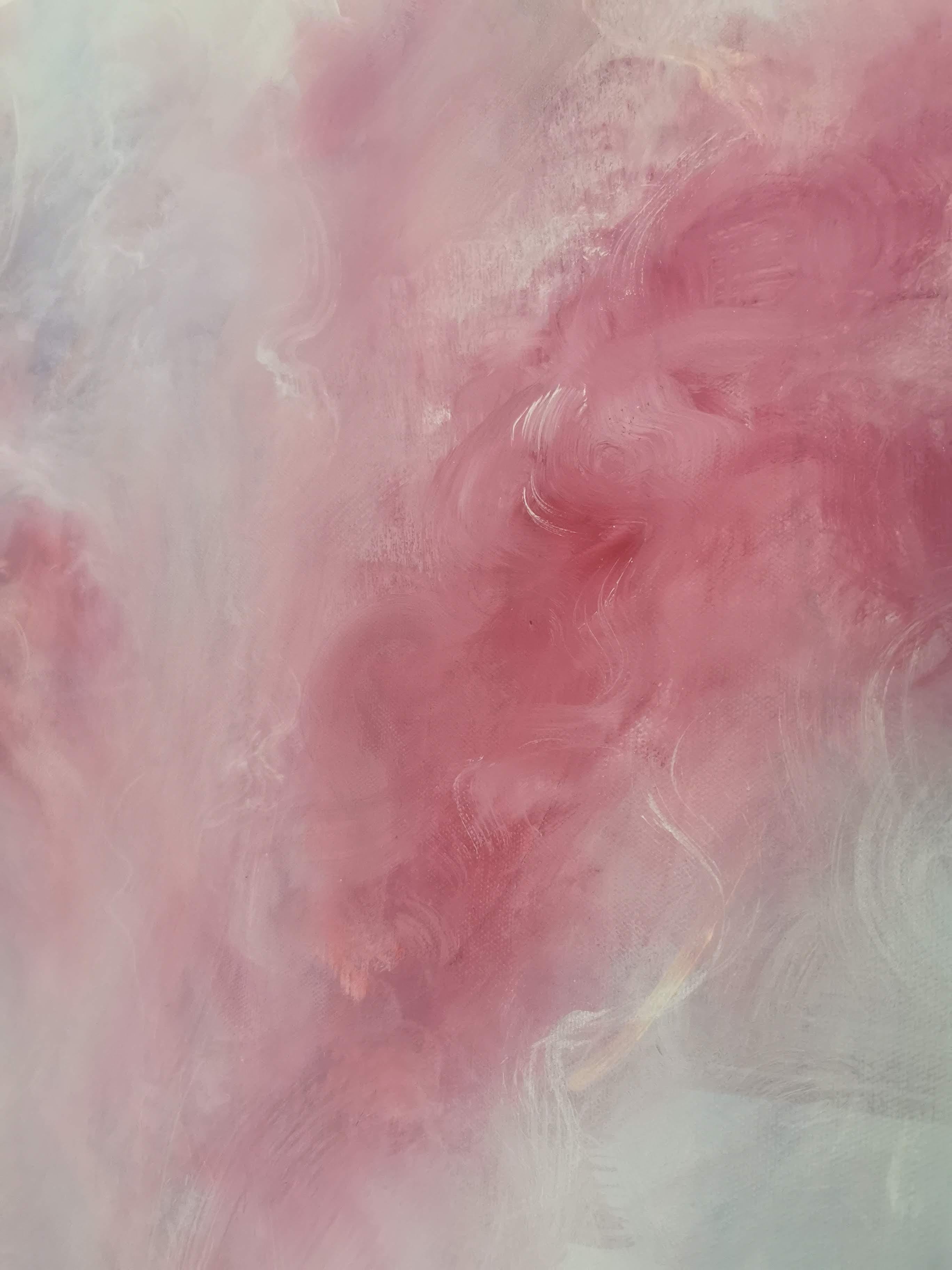 Song of the Equinox - Quadro floreale rosa espressionista astratto in vendita 7