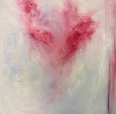 Song of the Equinox - Abstract expressionist pink floral painting