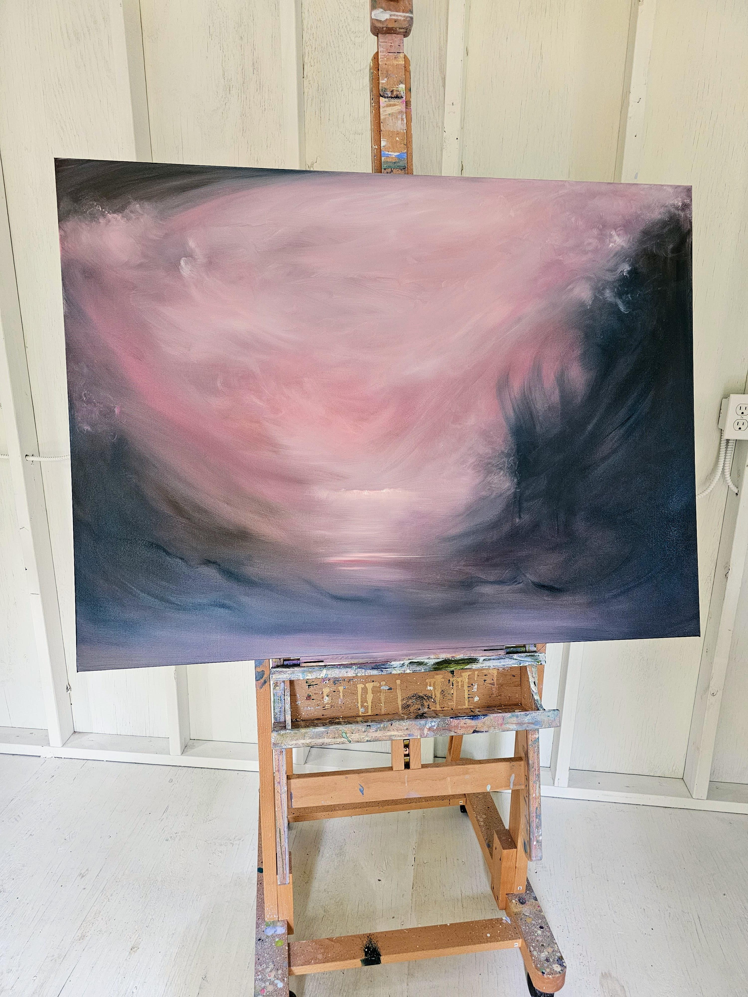 Ciel d'Espagne - Peinture de coucher de soleil, paysage abstrait, chaud et dramatique en vente 7