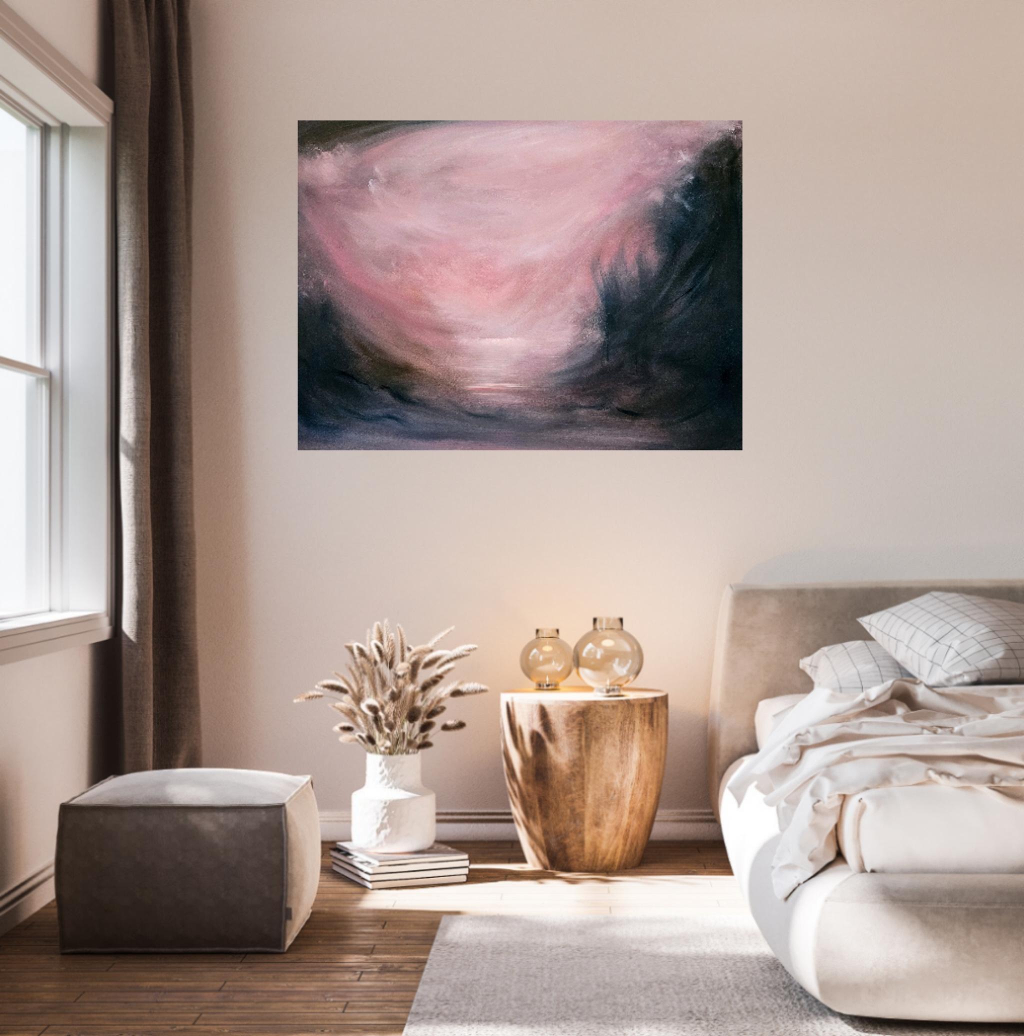Ciel d'Espagne - Peinture de coucher de soleil, paysage abstrait, chaud et dramatique en vente 1