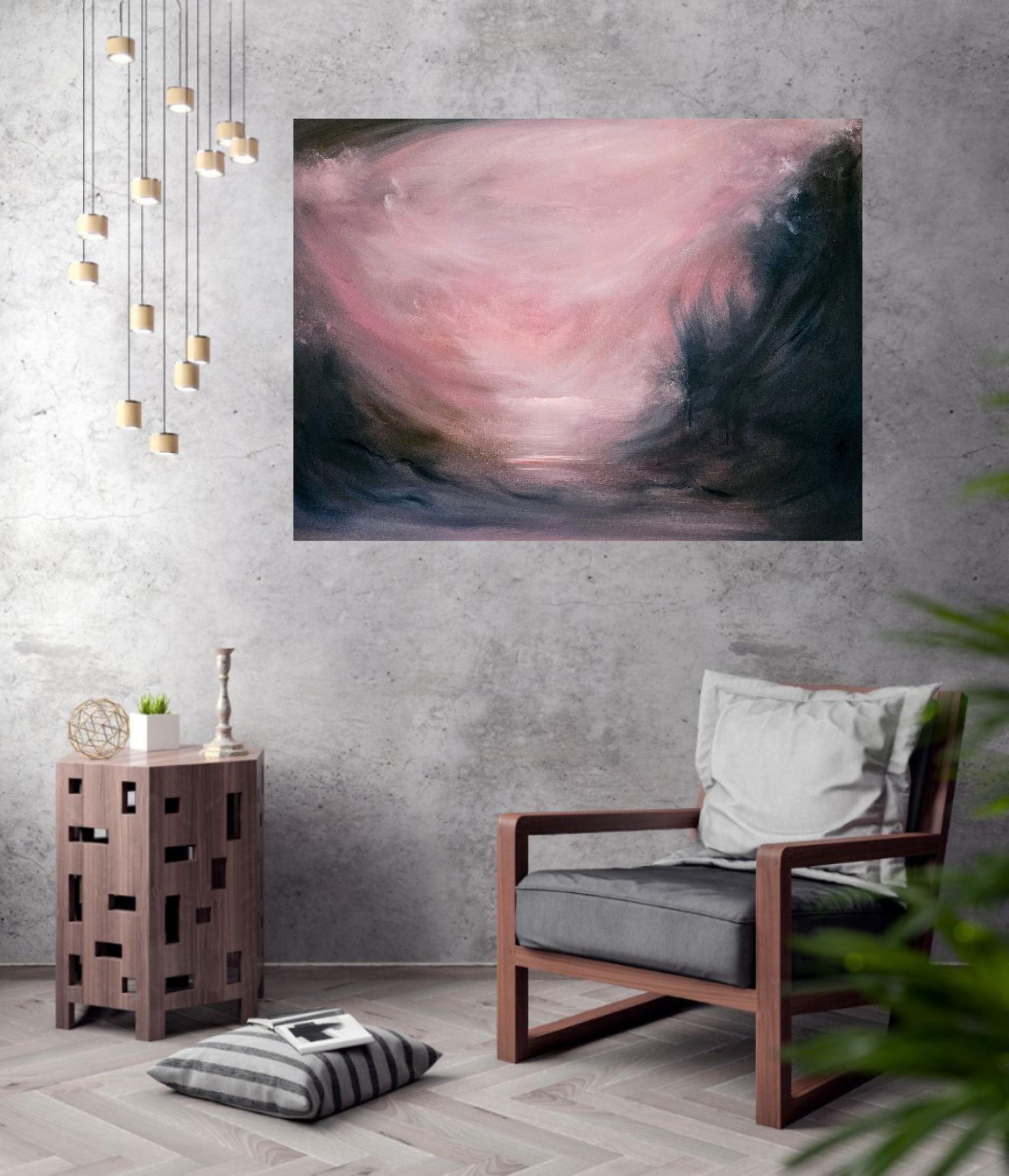 Ciel d'Espagne - Peinture de coucher de soleil, paysage abstrait, chaud et dramatique en vente 2