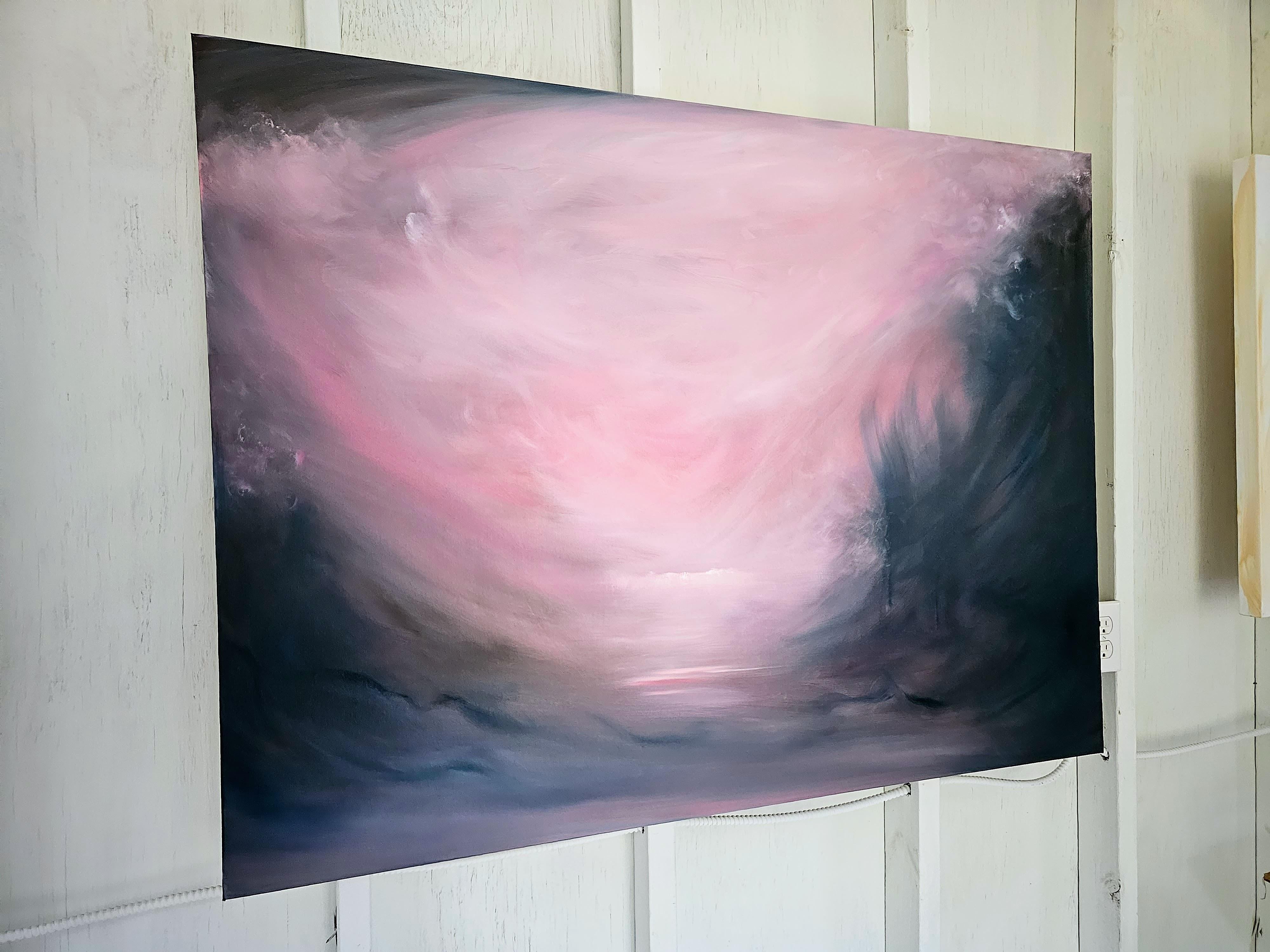 Ciel d'Espagne - Peinture de coucher de soleil, paysage abstrait, chaud et dramatique en vente 3