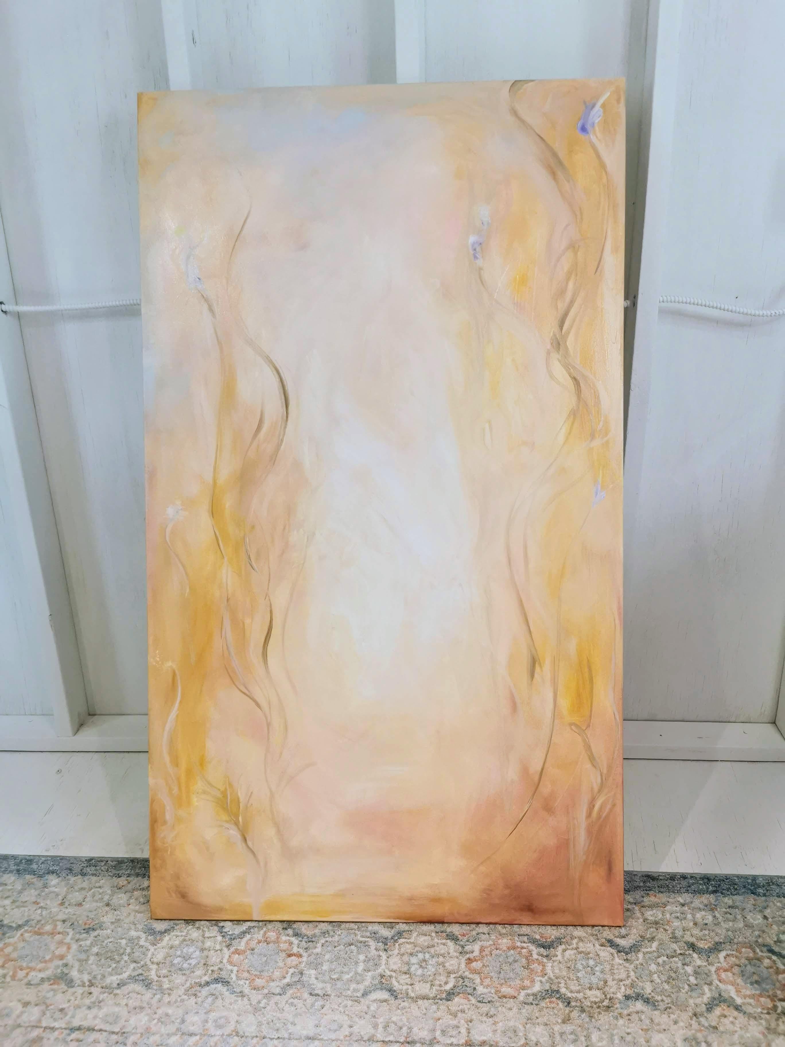 Stay with me ~ Large gold abstract floral landscape painting For Sale 8