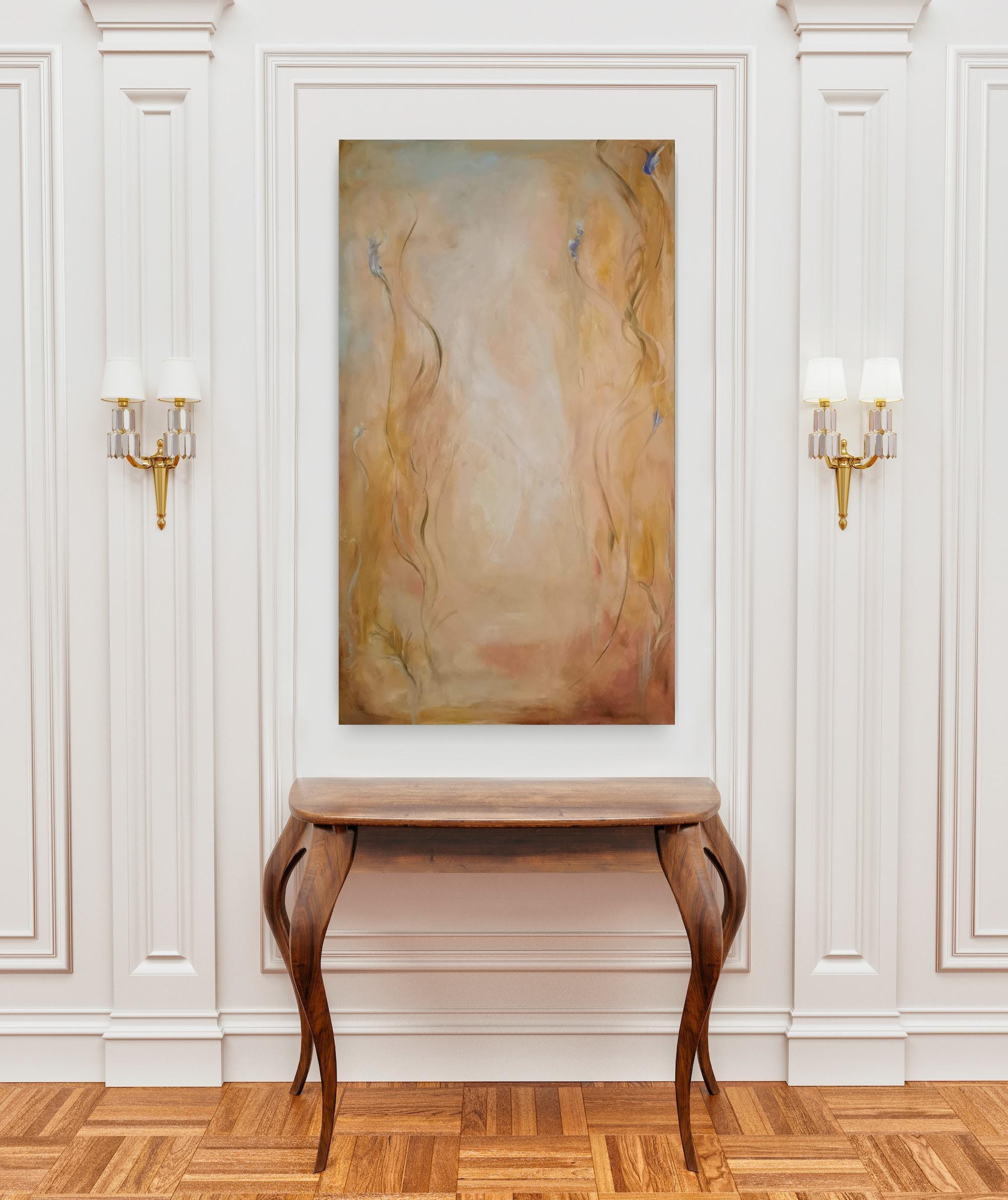 Stay with me ~ Large gold abstract floral landscape painting For Sale 1