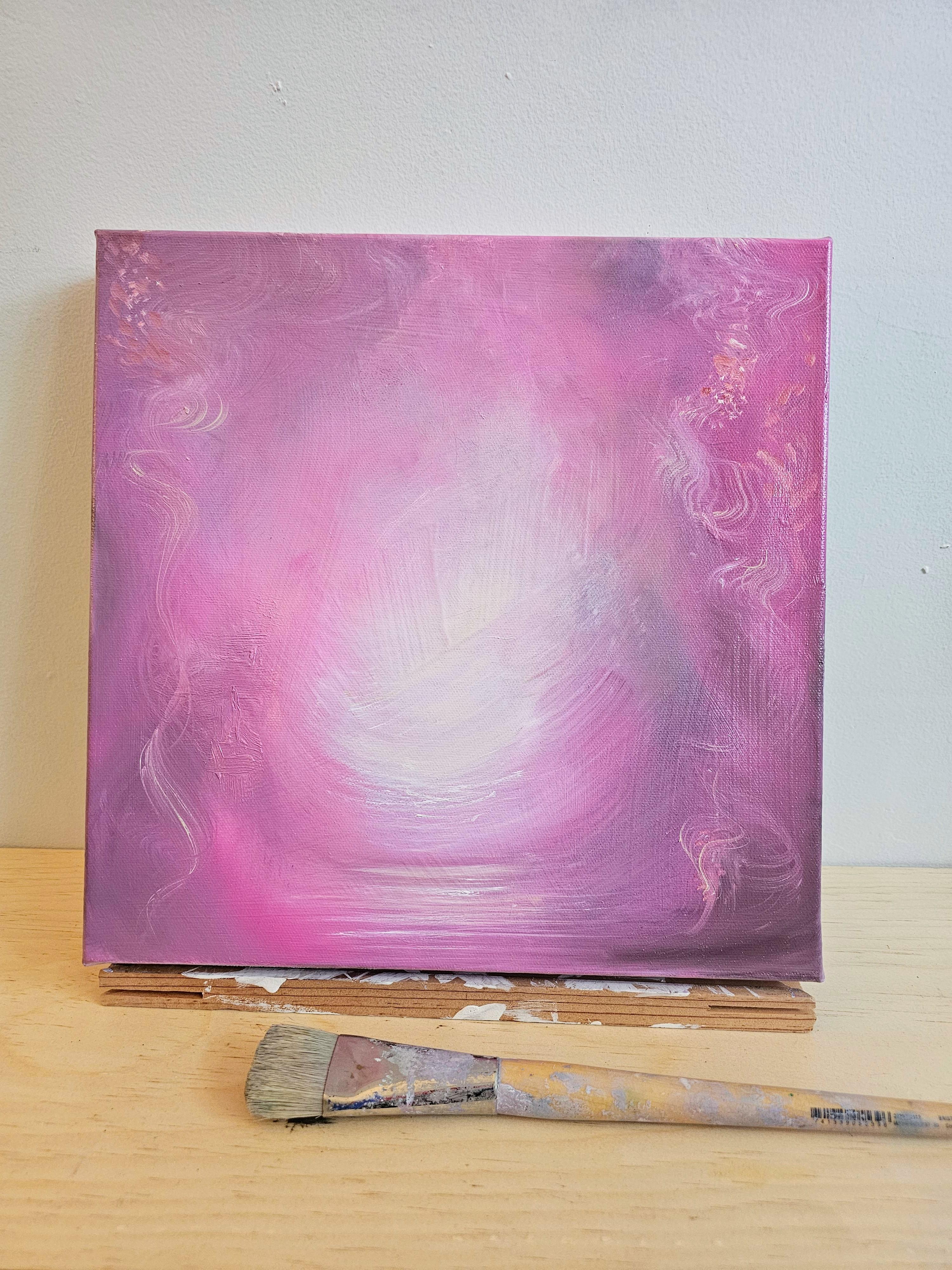 Stepping Into My Heart and Lingering There - rosa abstrakte Malerei im Angebot 6