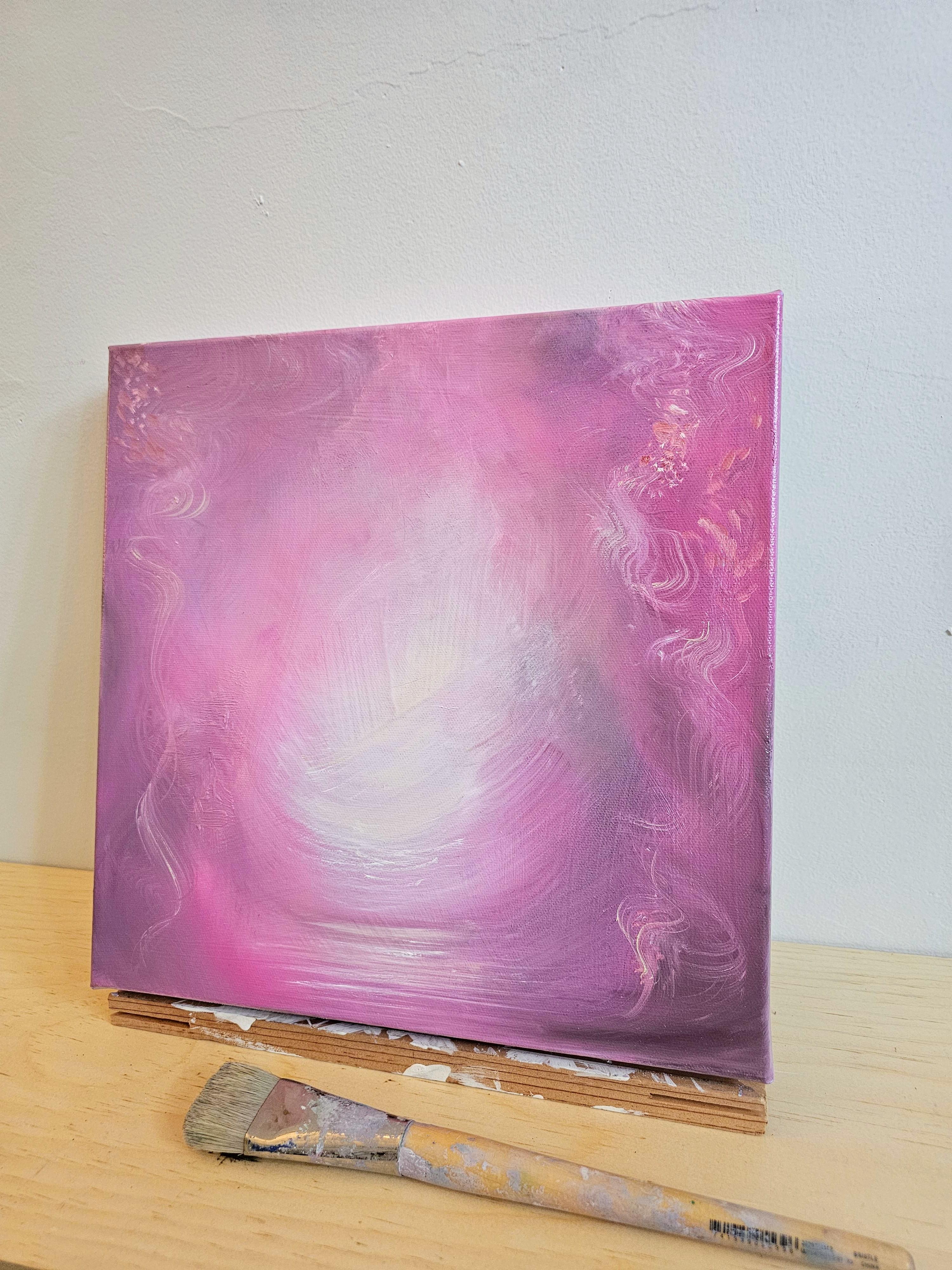 Stepping Into My Heart and Lingering There - pink abstract painting