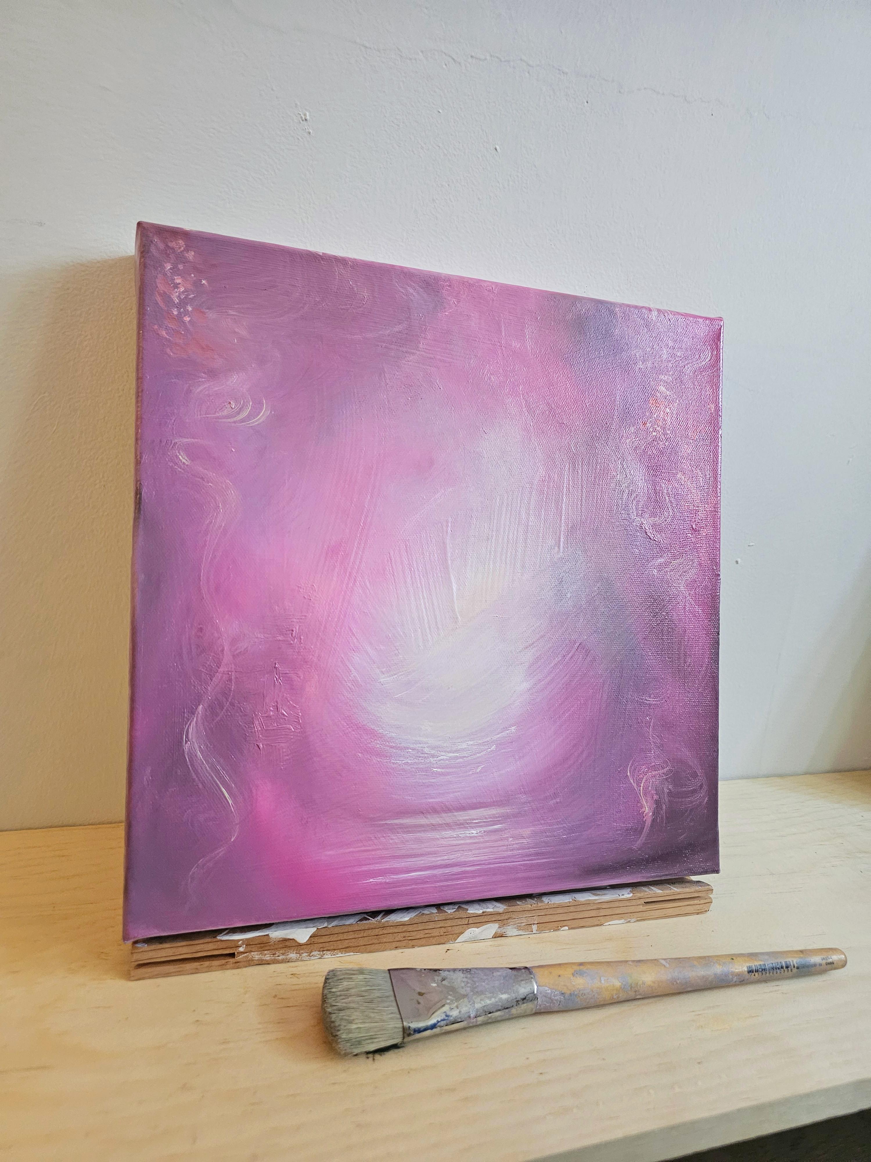 Stepping Into My Heart and Lingering There - rosa abstrakte Malerei (Pink), Abstract Painting, von Jennifer L. Baker