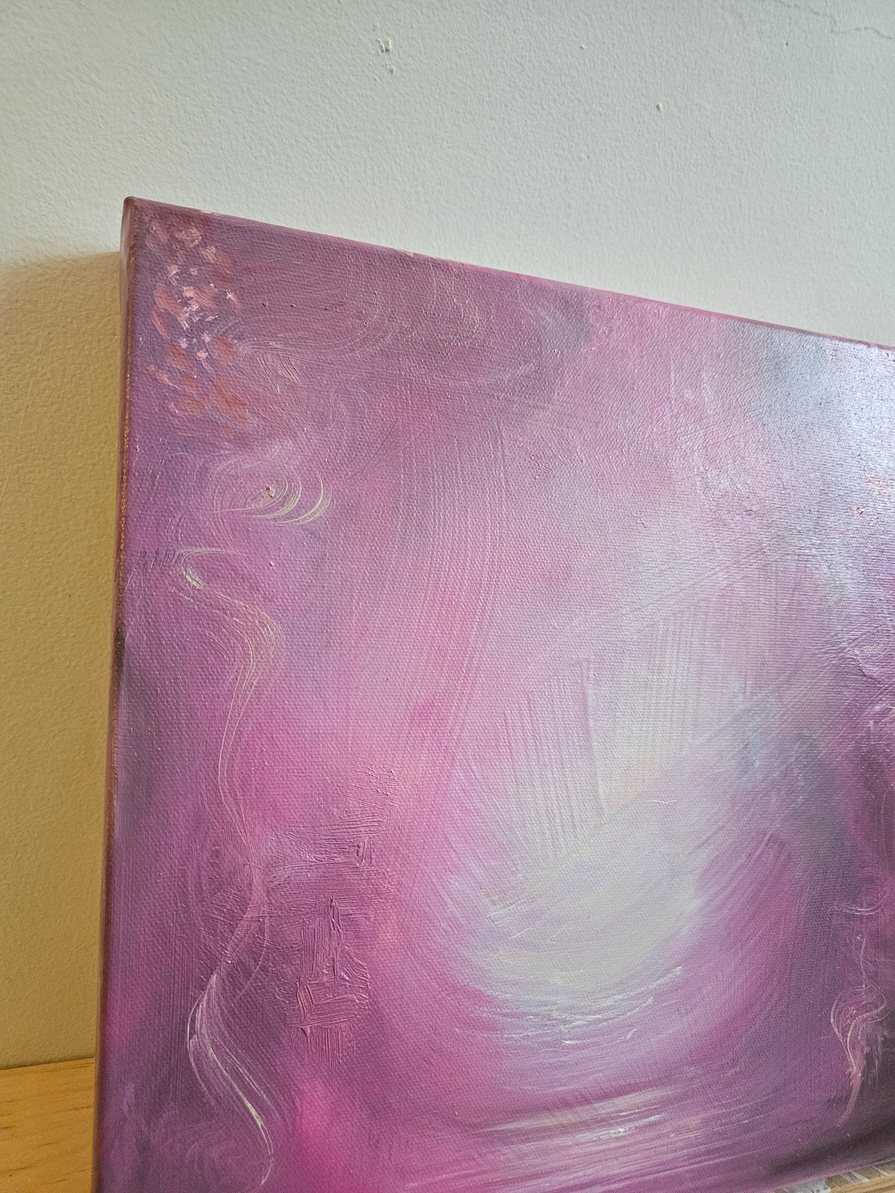 Stepping Into My Heart and Lingering There - rosa abstrakte Malerei im Angebot 1