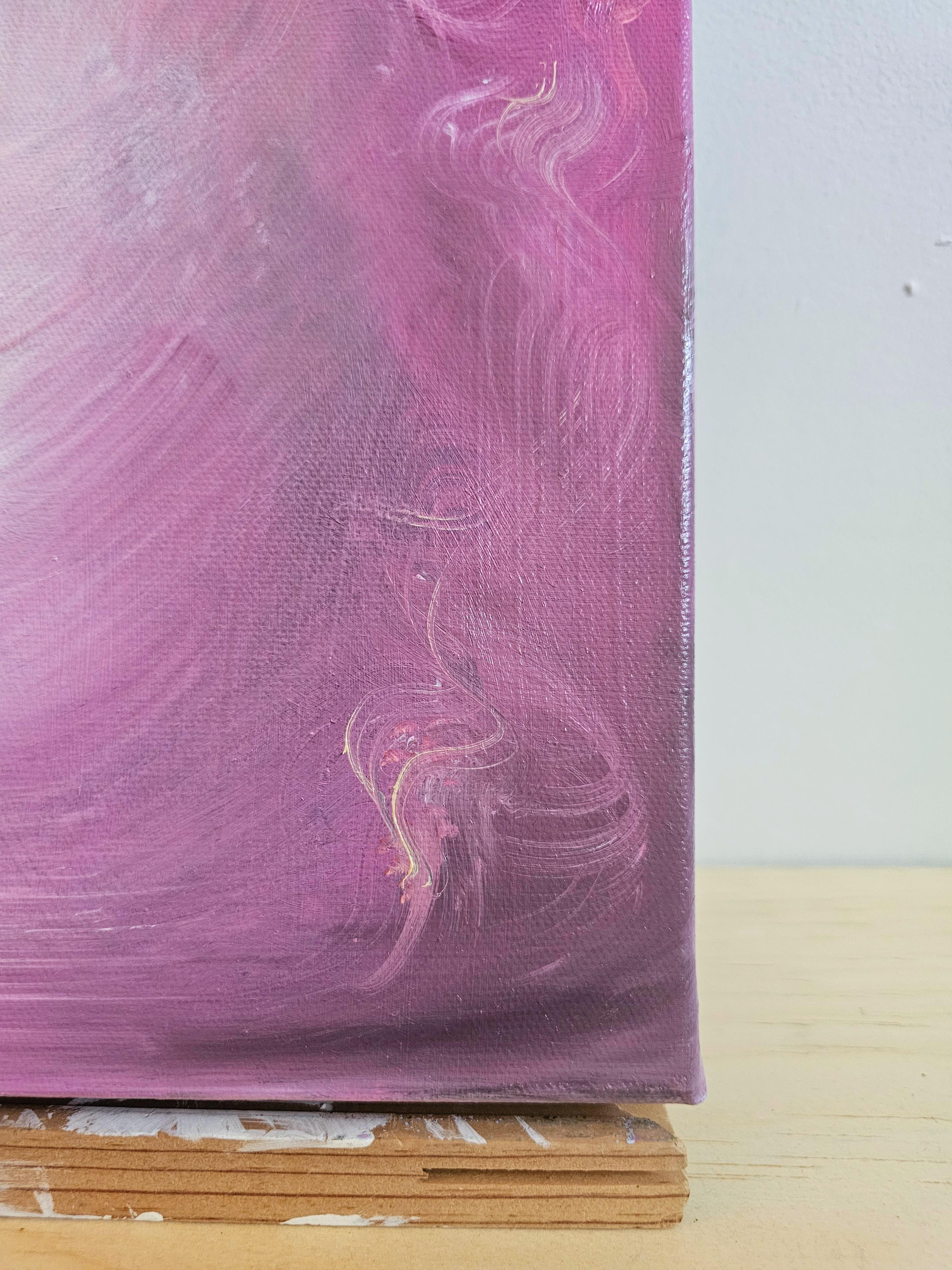 Stepping Into My Heart and Lingering There - rosa abstrakte Malerei im Angebot 2