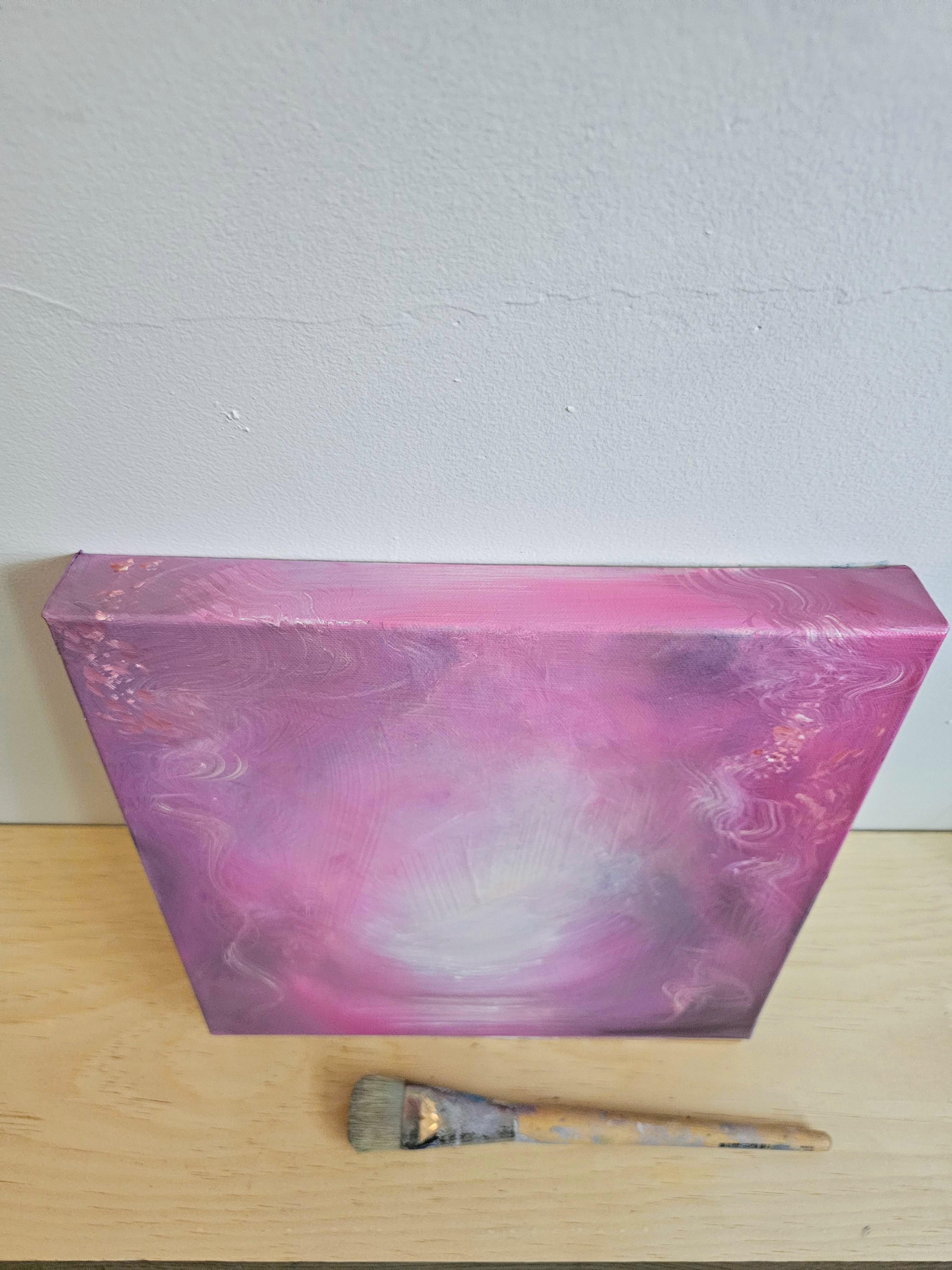 Stepping Into My Heart and Lingering There - rosa abstrakte Malerei im Angebot 3