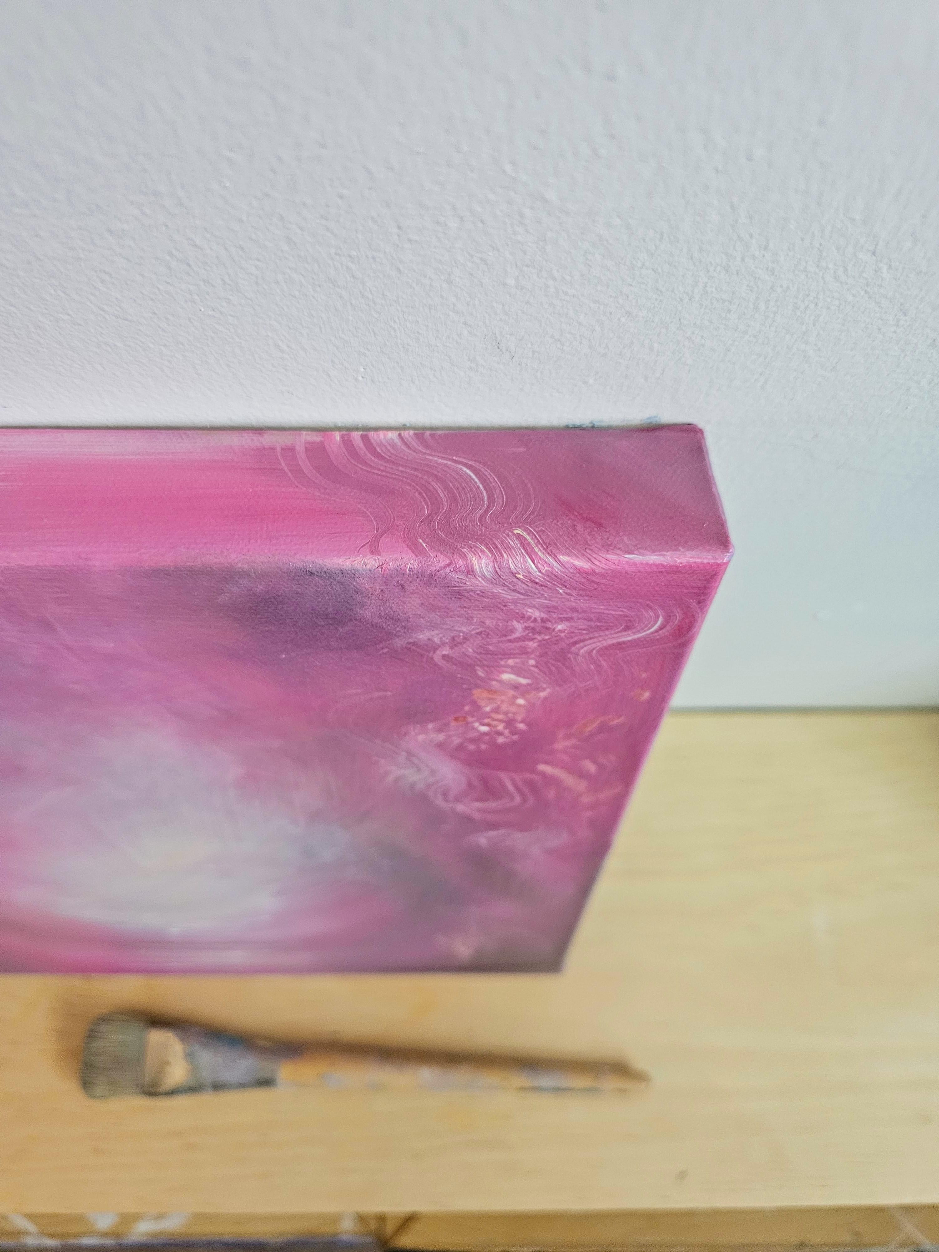 Stepping Into My Heart and Lingering There - rosa abstrakte Malerei im Angebot 4