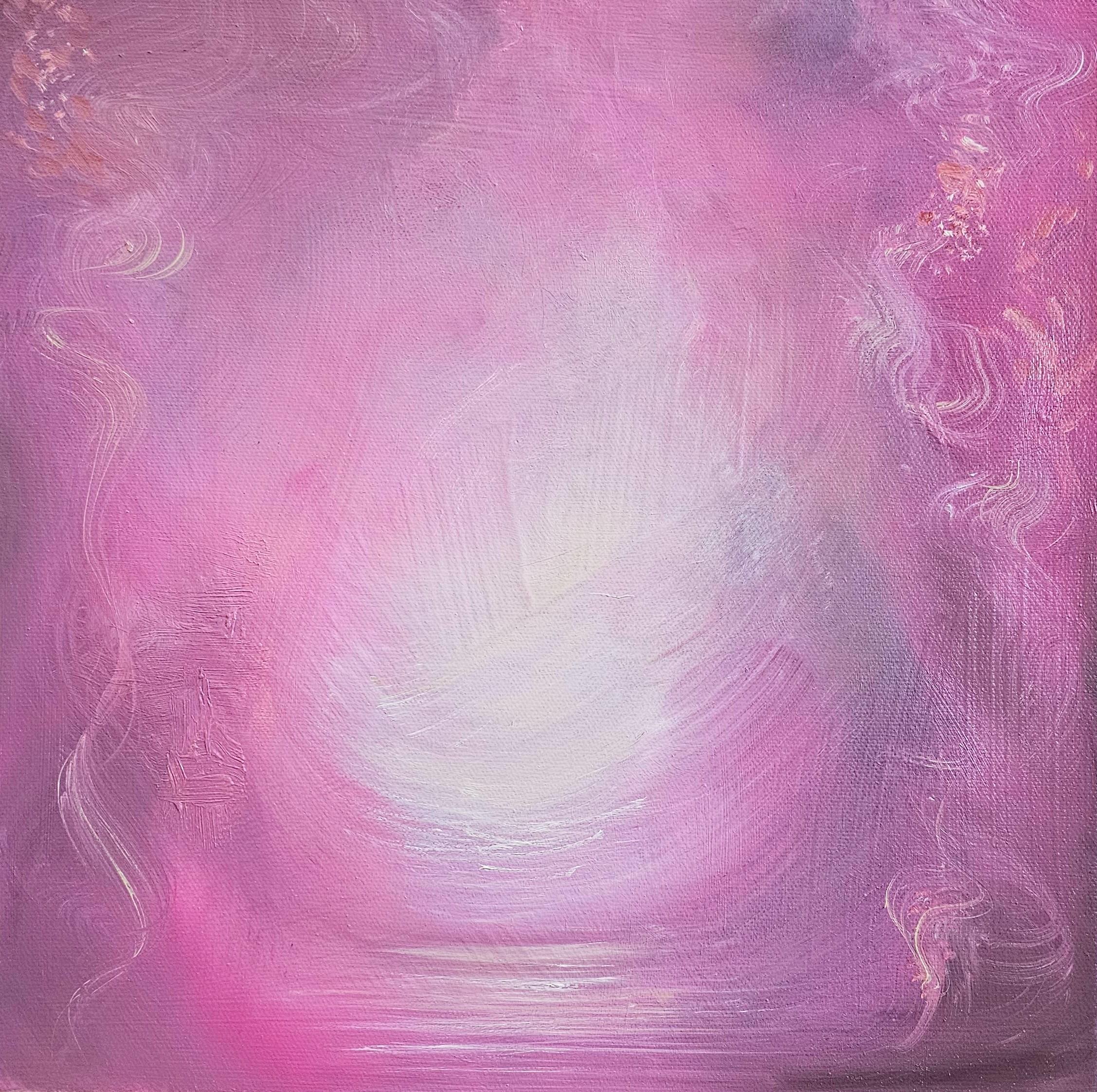 Stepping Into My Heart and Lingering There - rosa abstrakte Malerei (Zeitgenössisch), Painting, von Jennifer L. Baker