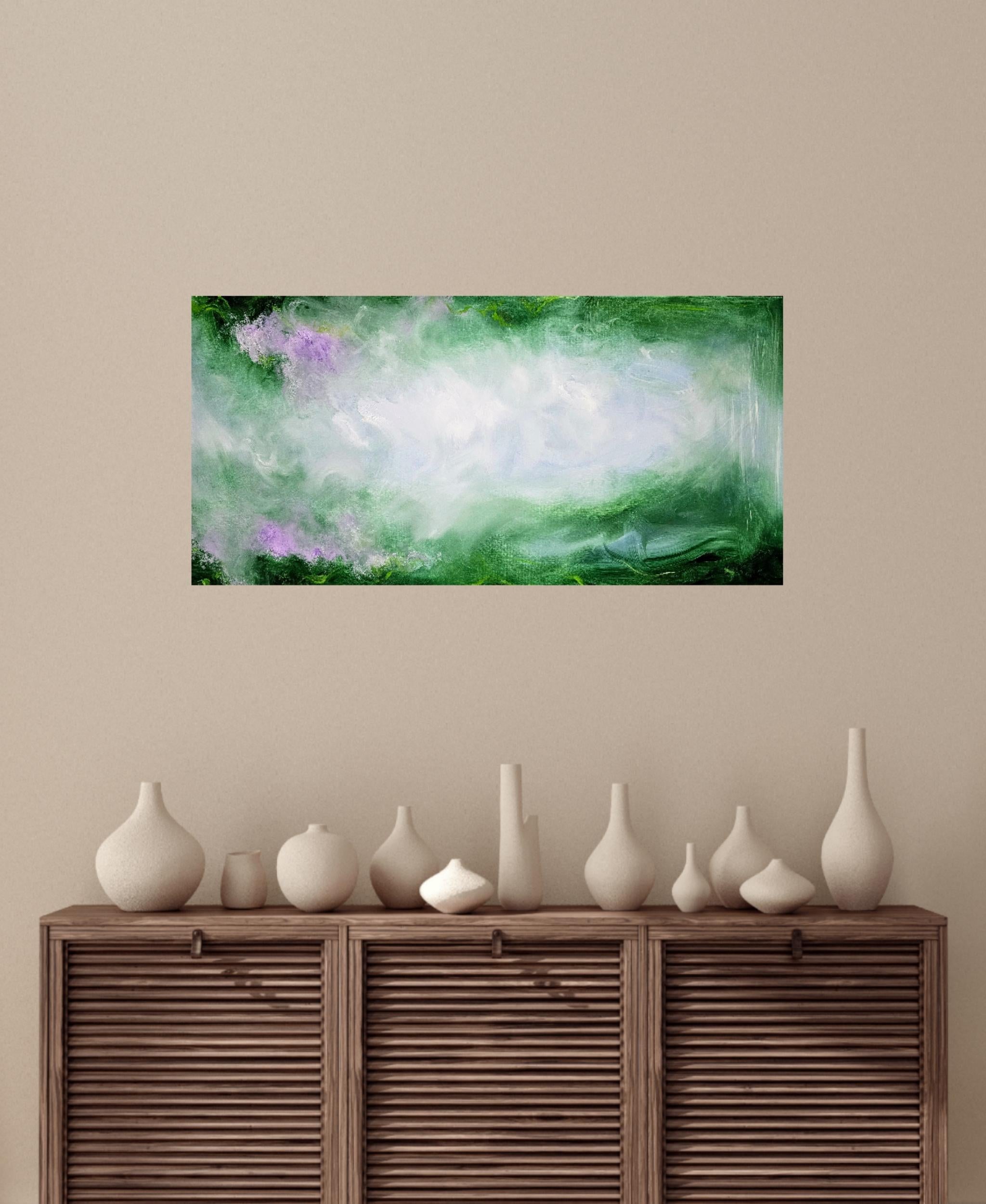 Summer solstice - Vibrant green abstract nature painting For Sale 6