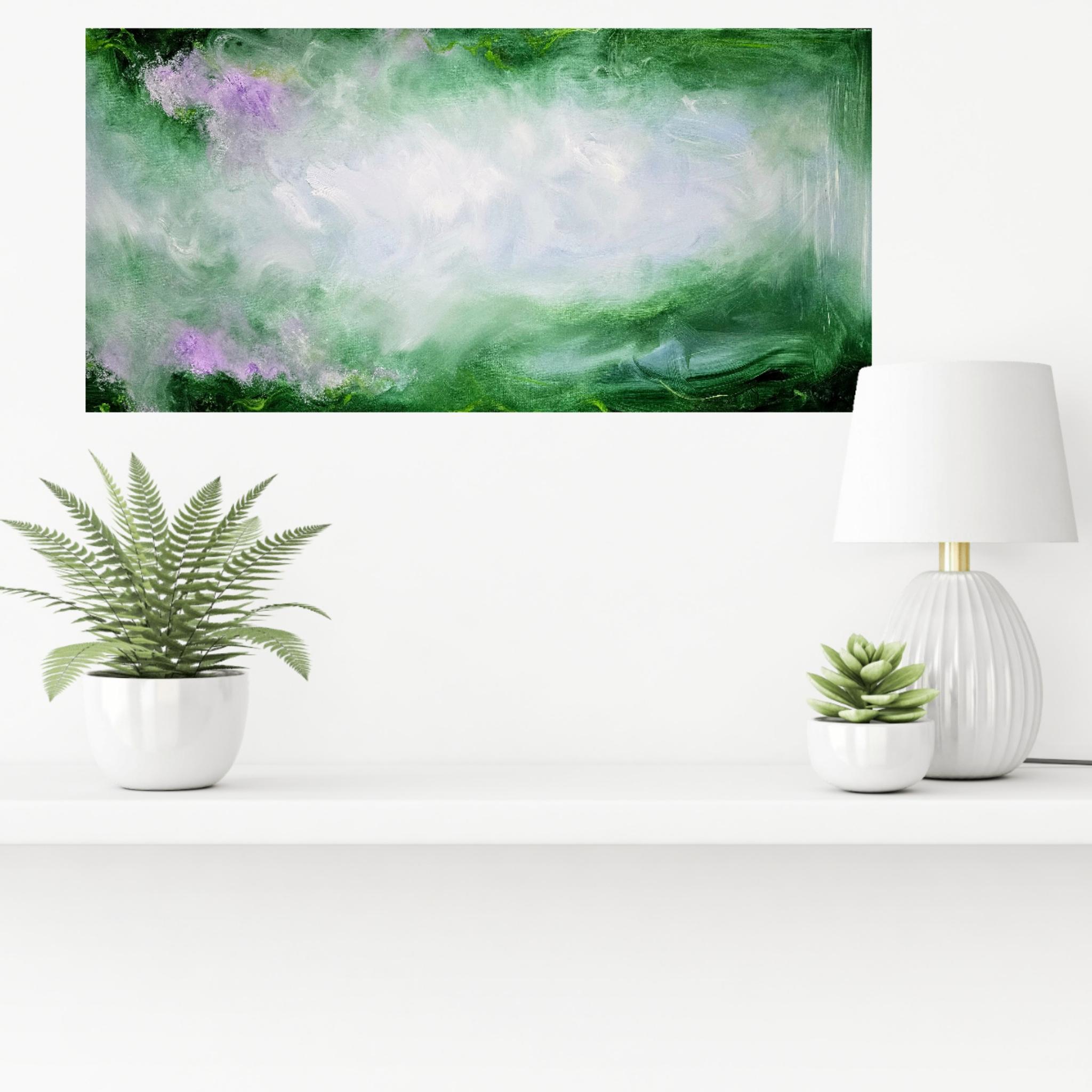 Summer solstice - Vibrant green abstract nature painting For Sale 7
